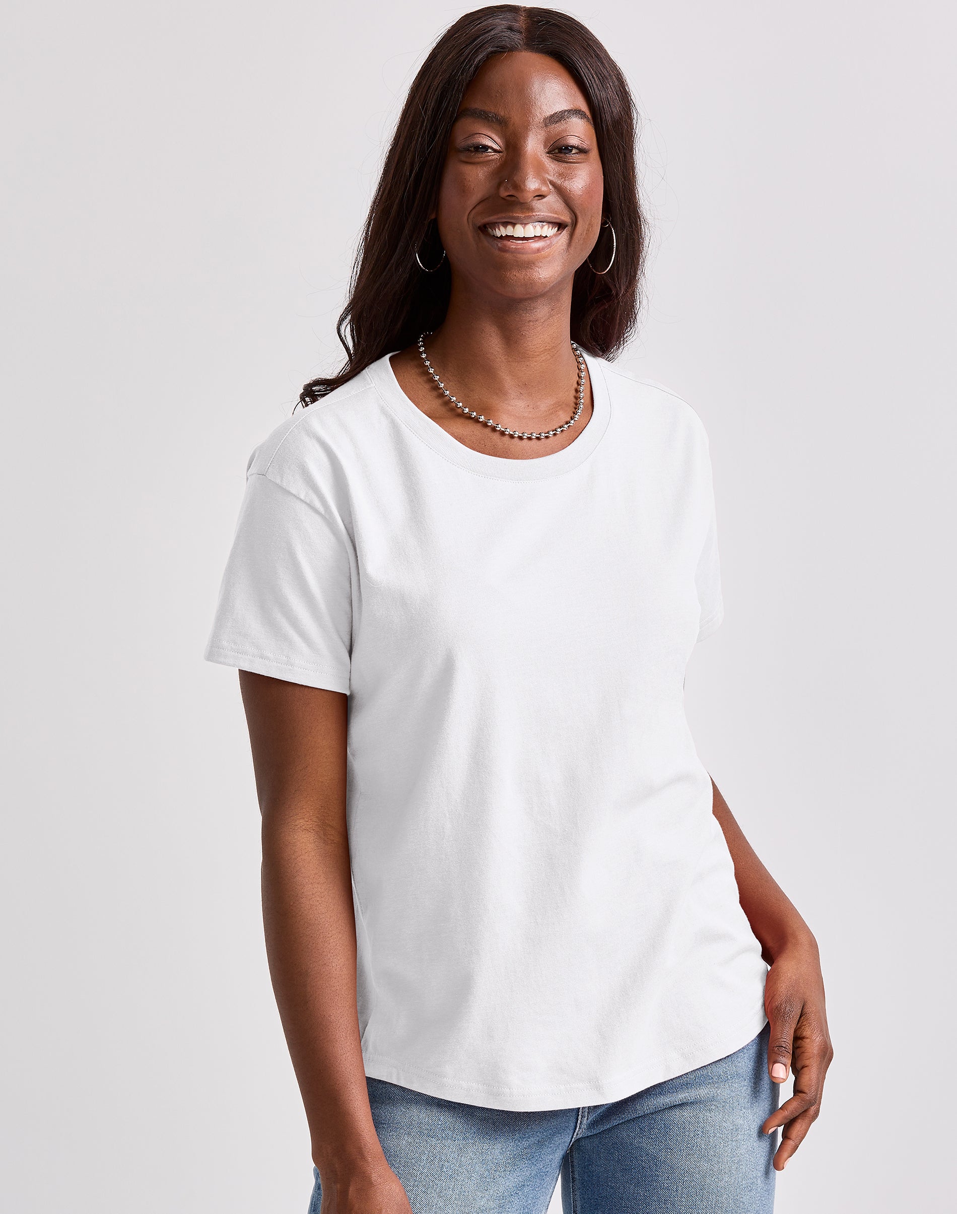 T-Shirt Maniche Lunghe Donna Hanes Originals | Tri-Blend Leggero Con Orlo Curvo