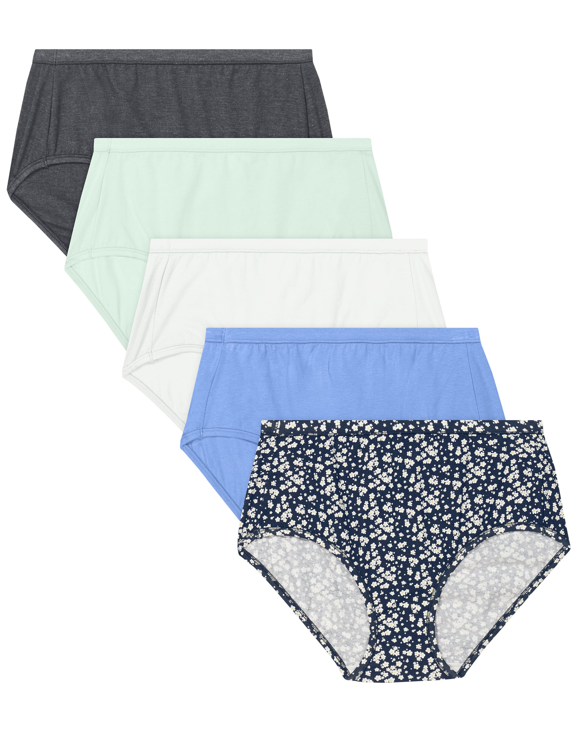 Hanes Ultimate ComfortSoft Women's Underwear Briefs, 5-Pack, Cotton Stretch M Sk Gh/Fz P Bl/S Gr/Pr B/N Dy 9