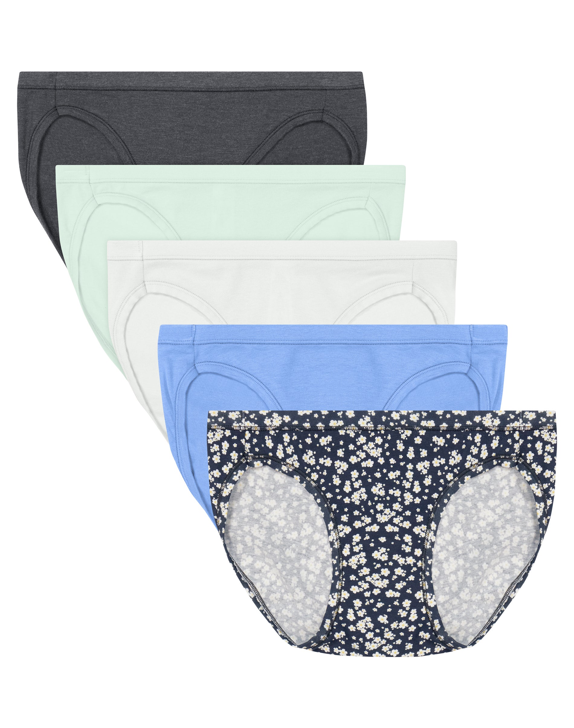 Hanes Ultimate ComfortSoft Women's Bikini Underwear, 5-Pack M Sk Gh/Fz P Bl/S Gr/Pr B/N Dy 7