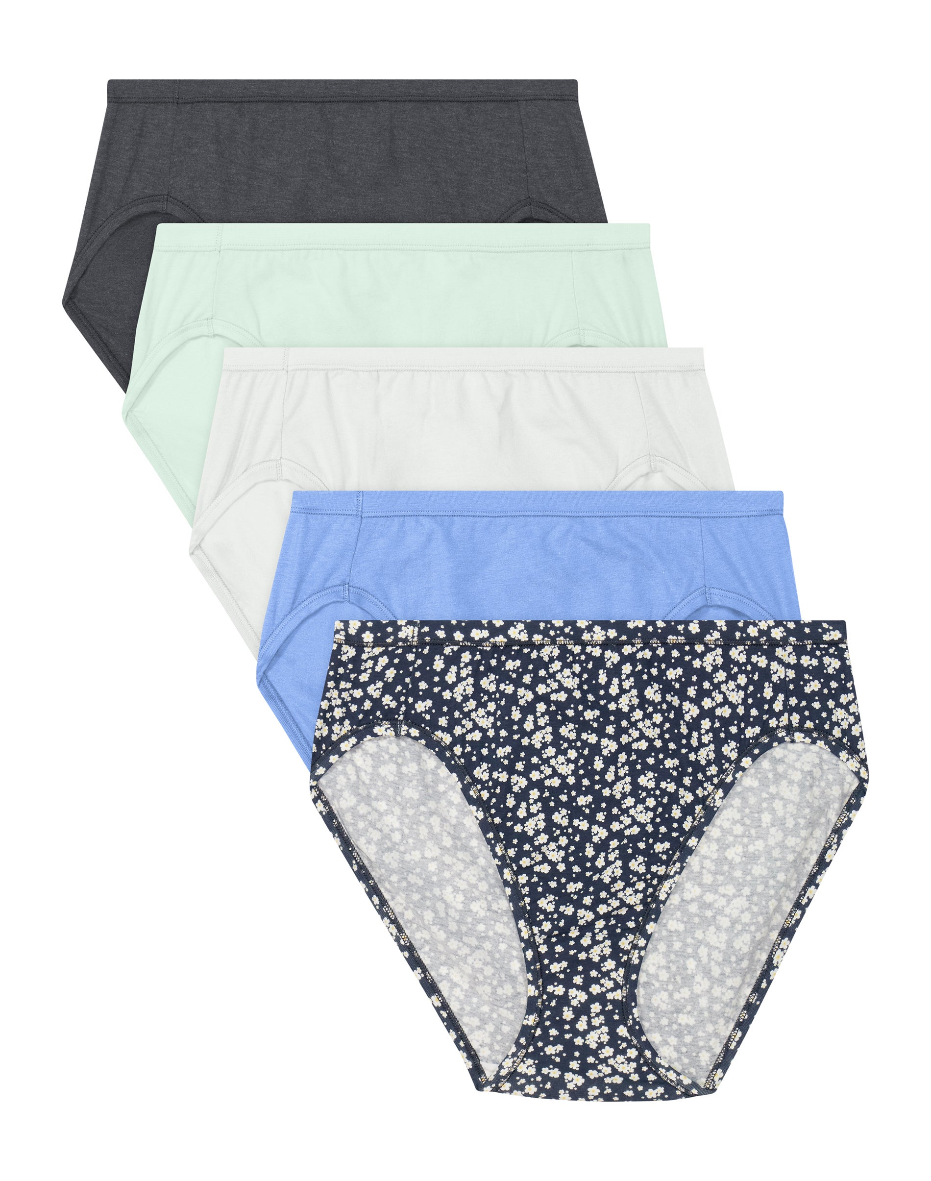 Hanes Ultimate ComfortSoft Women's Underwear High Cut, 5-Pack, Cotton Stretch M Sk Gh/Fz P Bl/S Gr/Pr B/N Dy 9