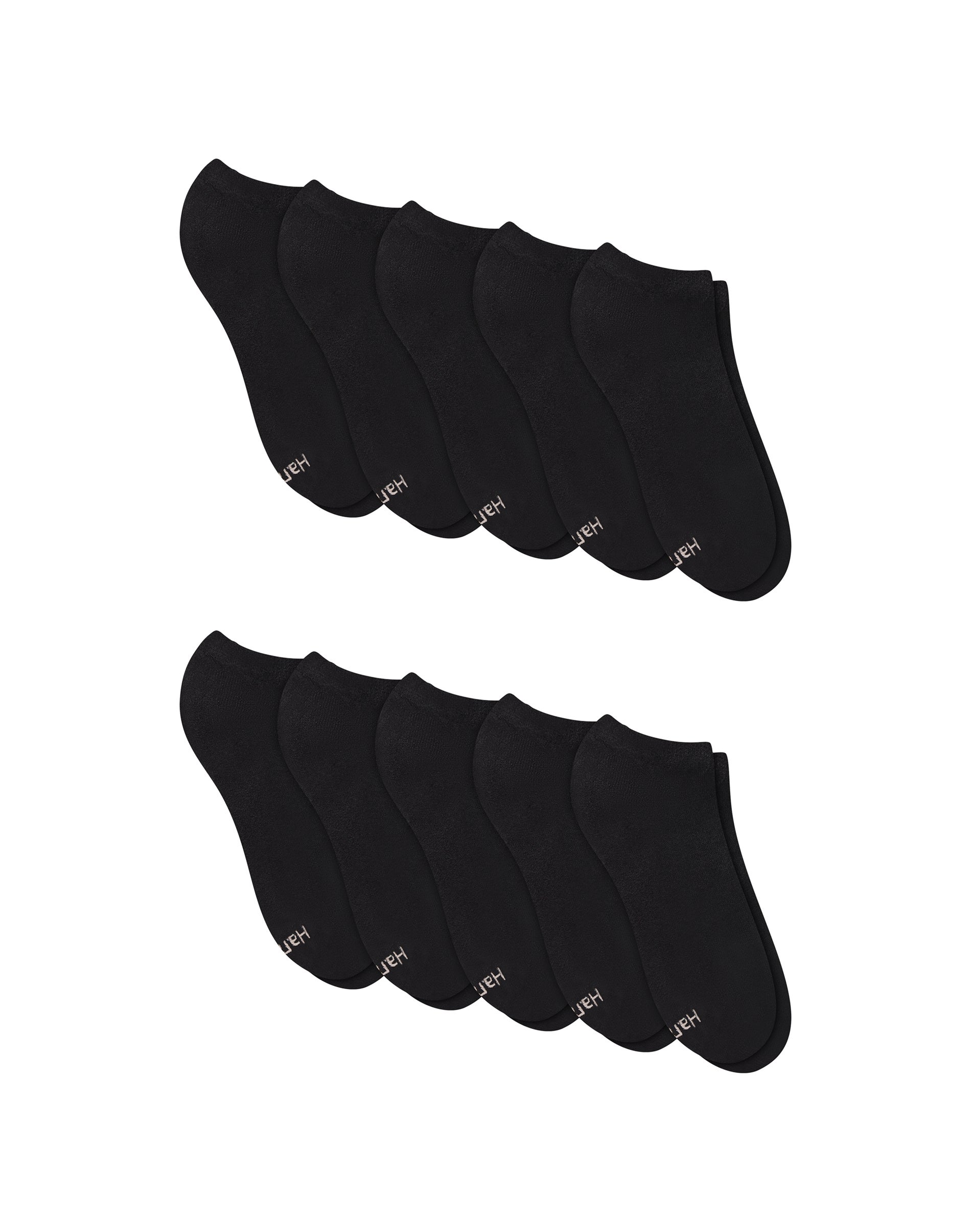 Hanes Women's Athletic Low Cut Socks, Full Sole Cushion, Extended Sizes, 10-Pairs Black 8-12