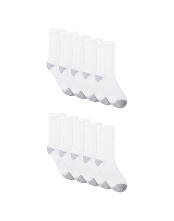 Hanes Women's Athletic Crew Socks, Full Sole Cushion, 10-Pairs