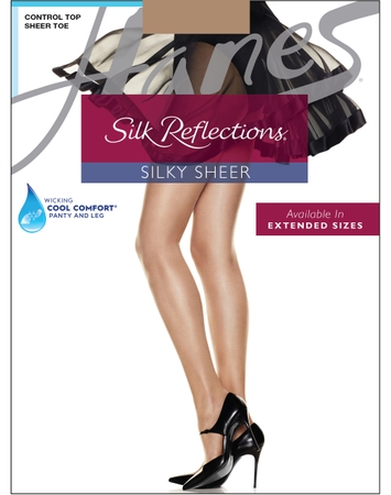 Hanes Silk Reflections Sheer Pantyhose with Control Top, Sheer Toe, 6-Pack