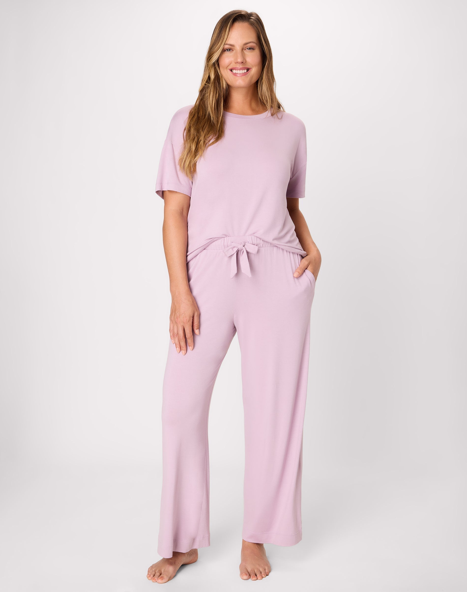 Bali Women's Pajama Set, T-Shirt & Pants, 29" Purple Mauve/Purple Mauve 2XL