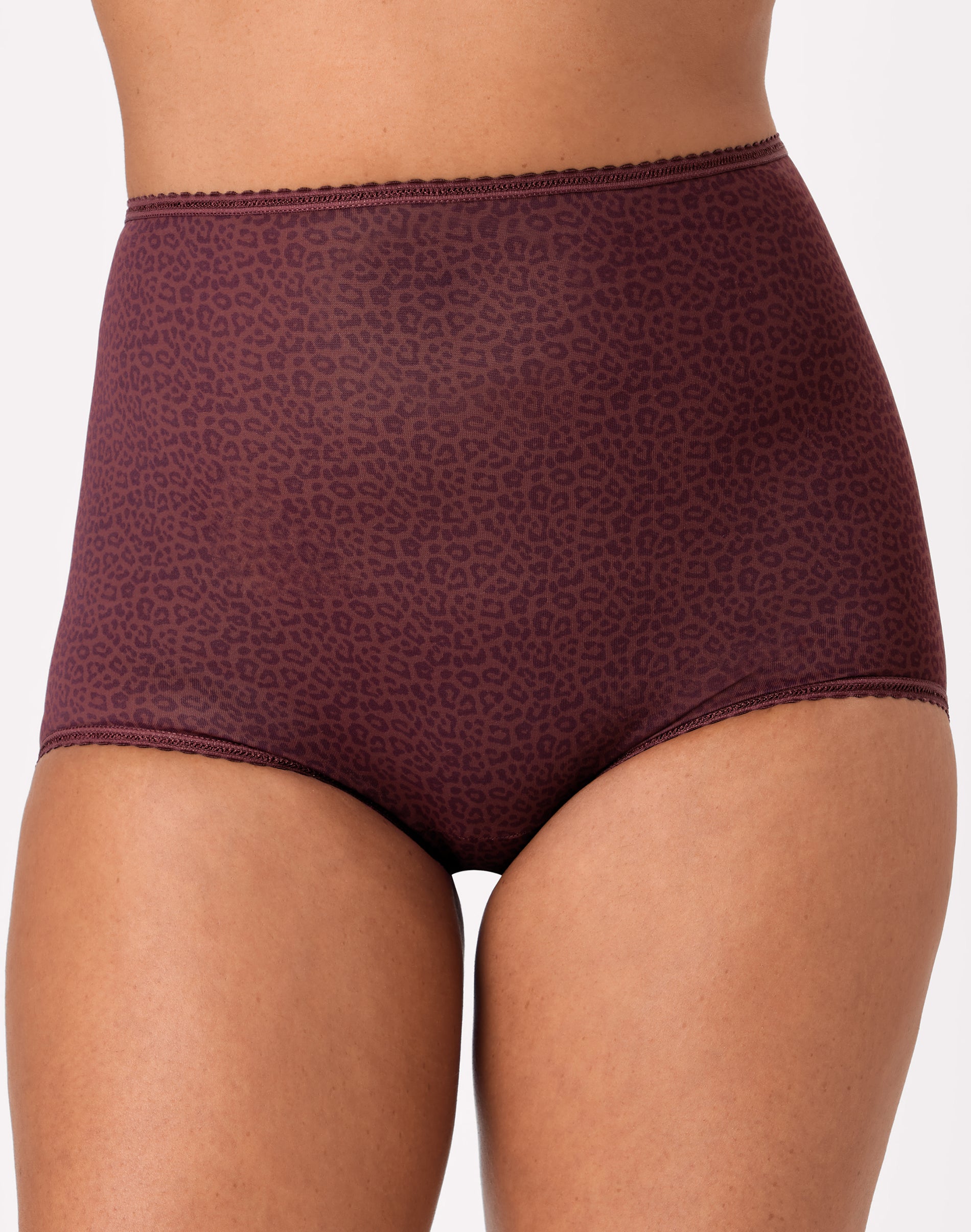 Bali Skimp Skamp Brief Panty Cola Red Animal Print 6 Women's