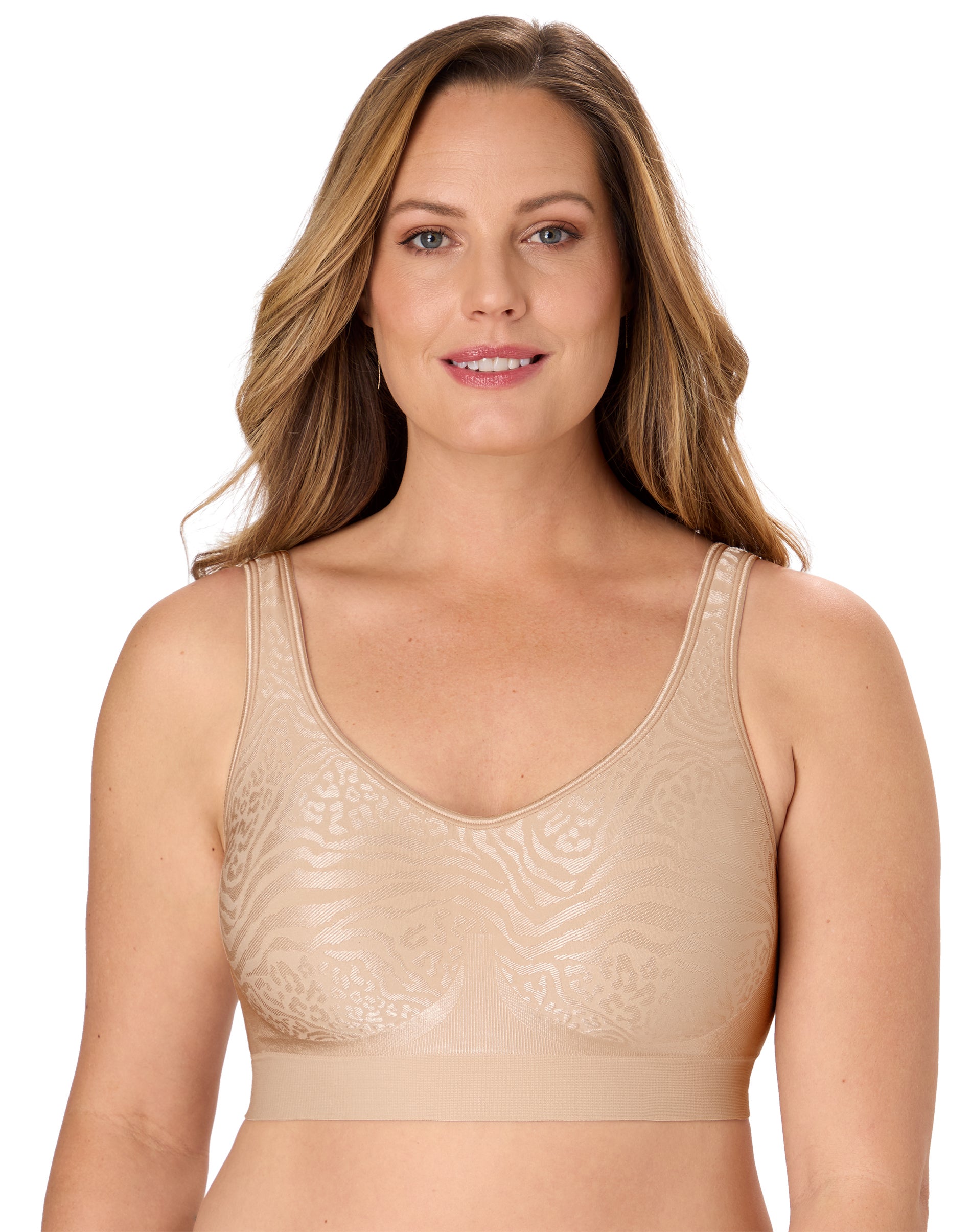 Bali Comfort Revolution ComfortFlex Fit Shaping Wireless Bra Almond Mixed Animal S Women's