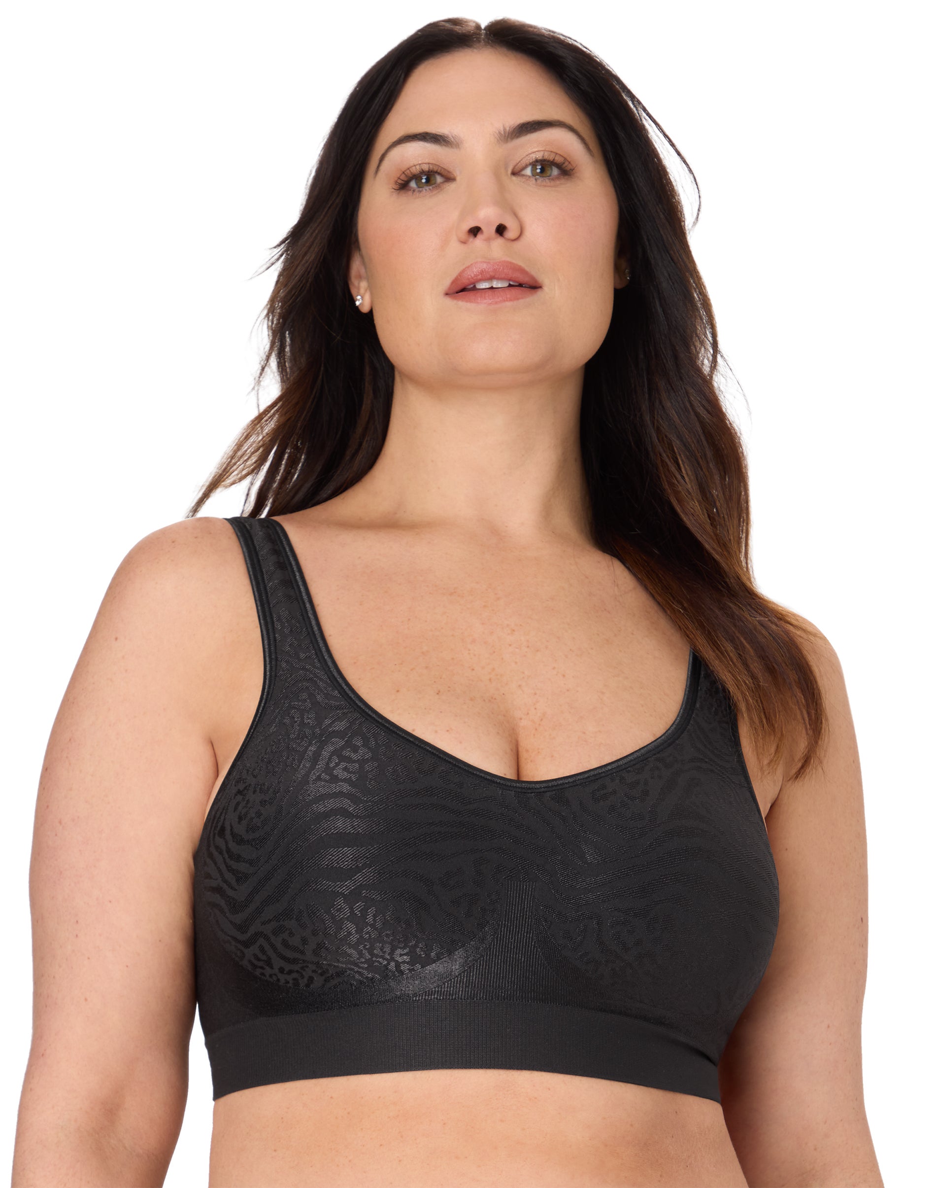 Bali Comfort Revolution ComfortFlex Fit Shaping Wireless Bra Black Mixed Animal 3XL Women's