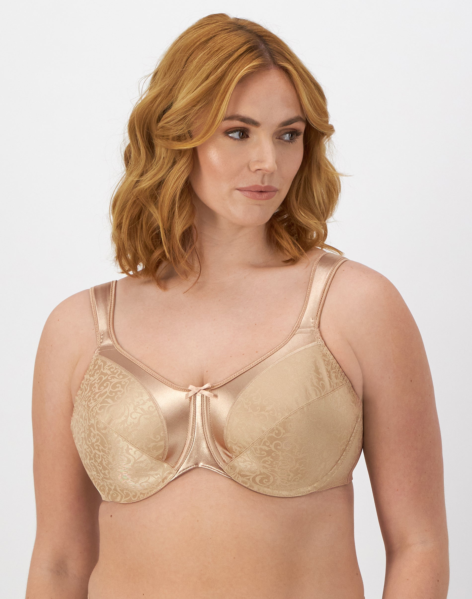 Bali Satin Tracings Underwire Minimizer Bra Nude 36C Women's