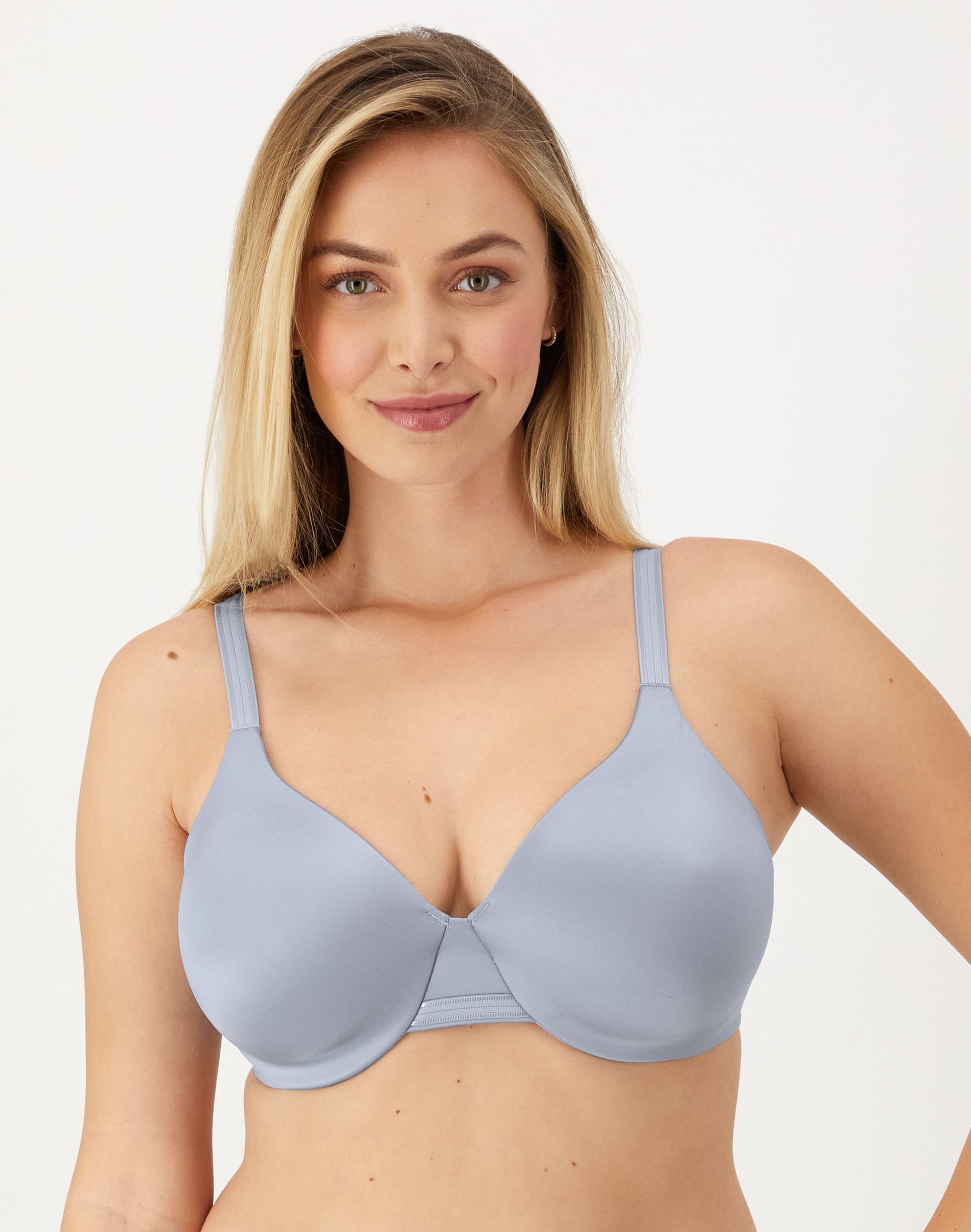 Bali One Smooth U Smoothing & Concealing Underwire Bra Silver Satin 36DD Women's