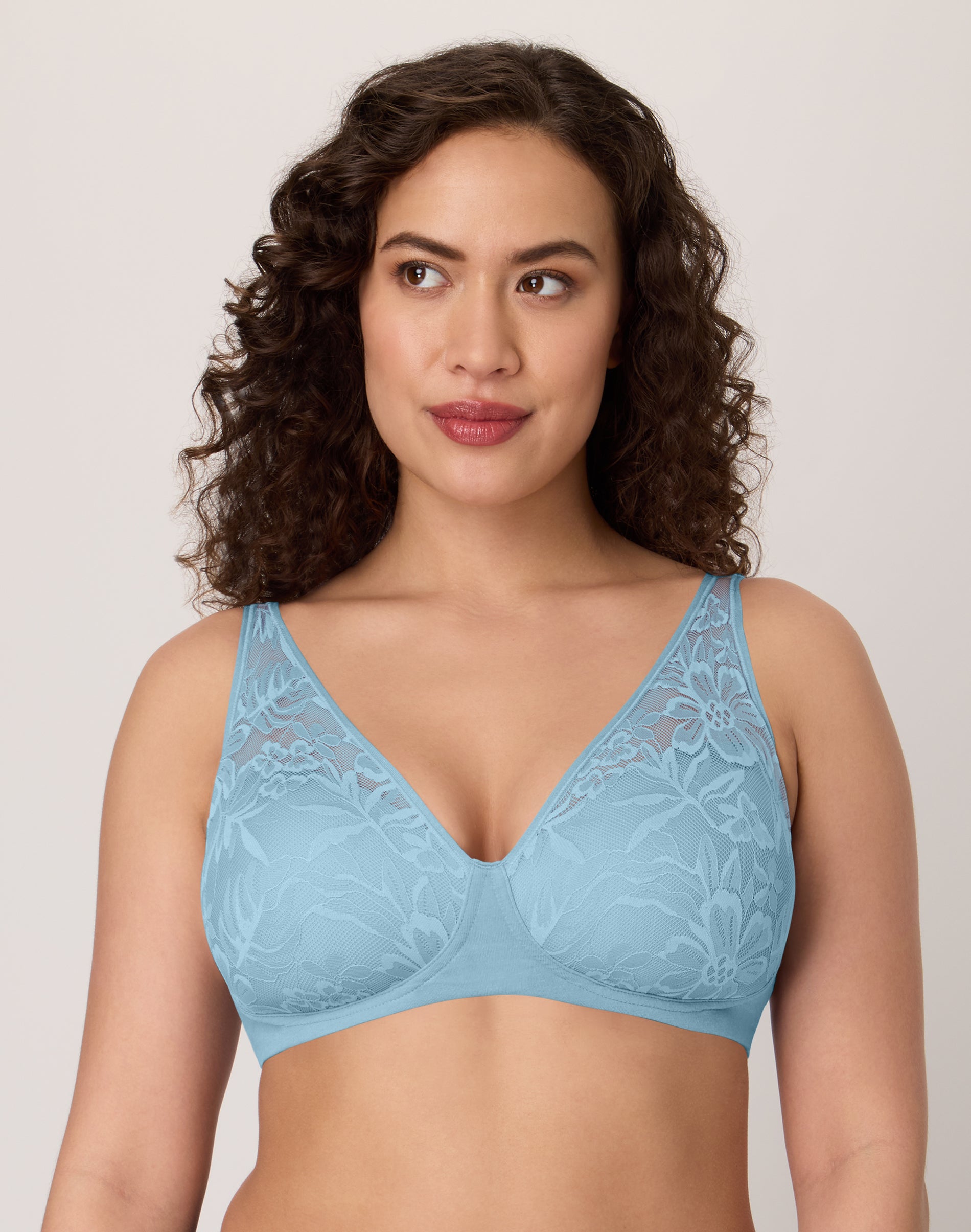 Bali Breathe Cotton Modal Wireless T-Shirt Bra Cornflower Teal 2XL Women's