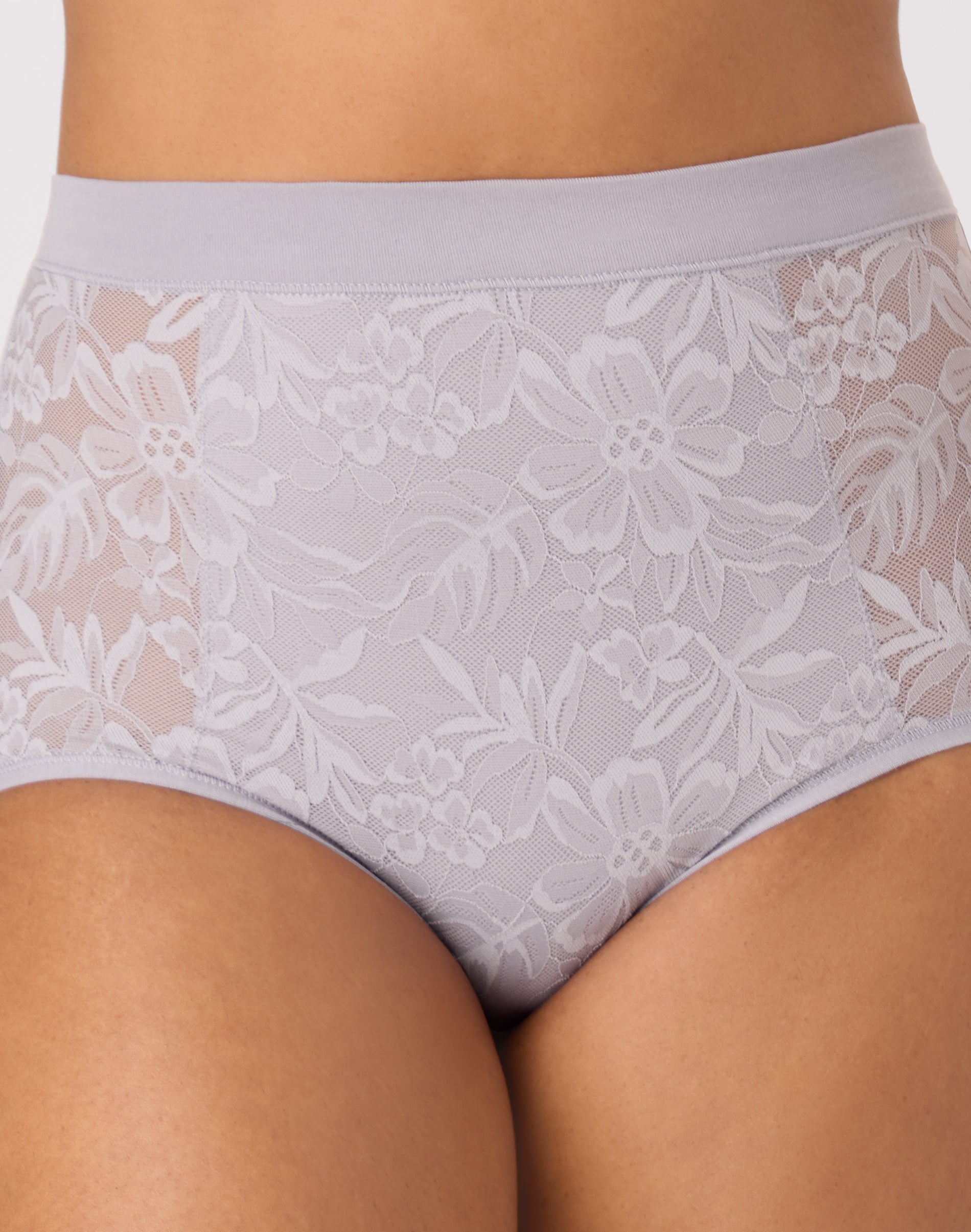 Bali Breathe Cotton Modal Lace High Rise Brief Whisper Violet L Women's