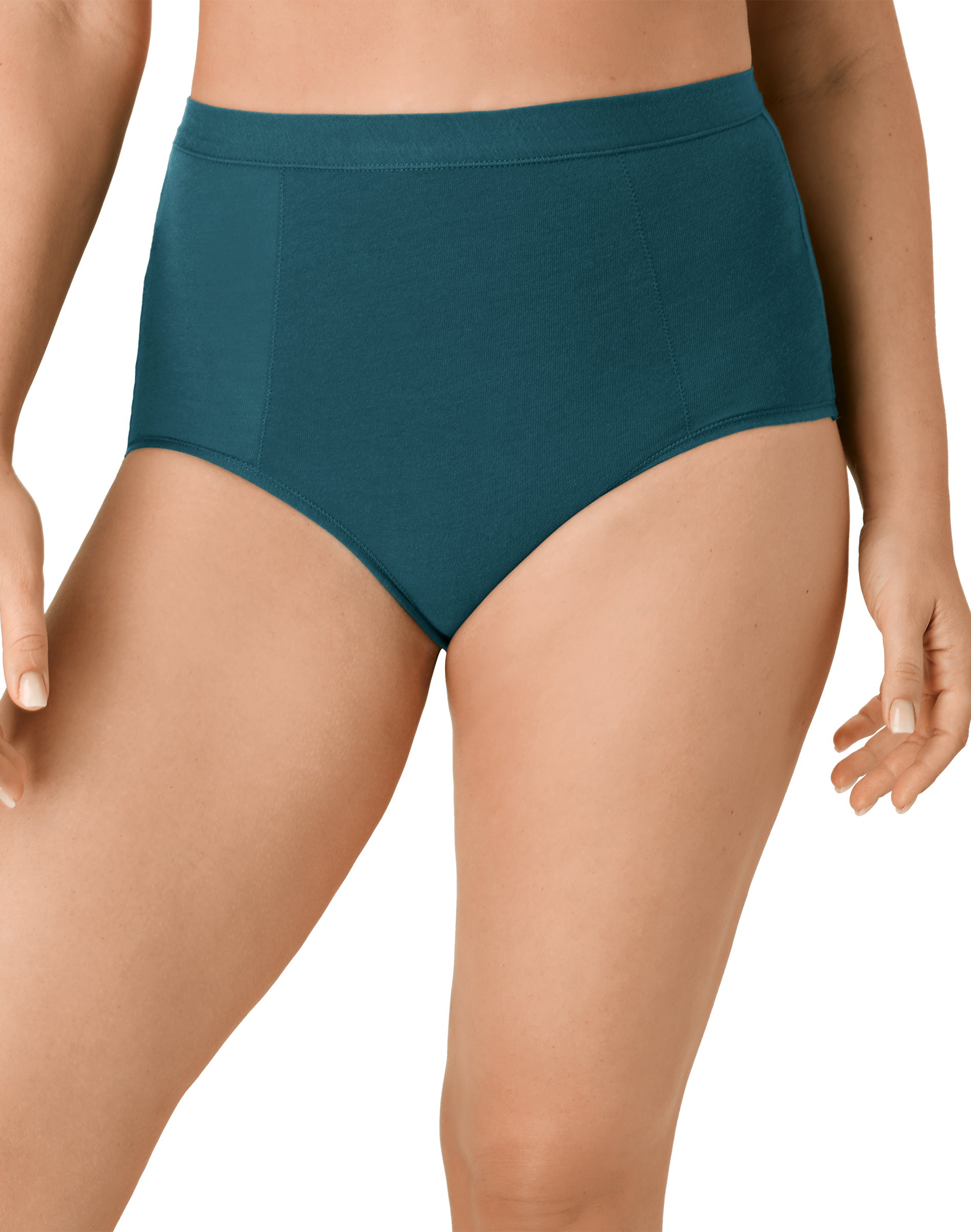 Bali Breathe Women's Underwear High-Waist Briefs - Cotton Modal - Tailored Sophisticated Teal M