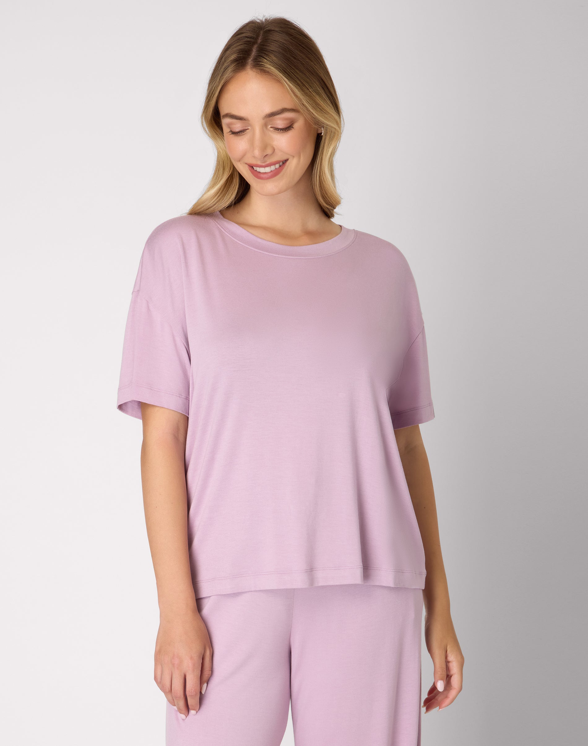 Bali Breathe Sleepwear Short Sleeve T-Shirt Purple Mauve S Women's