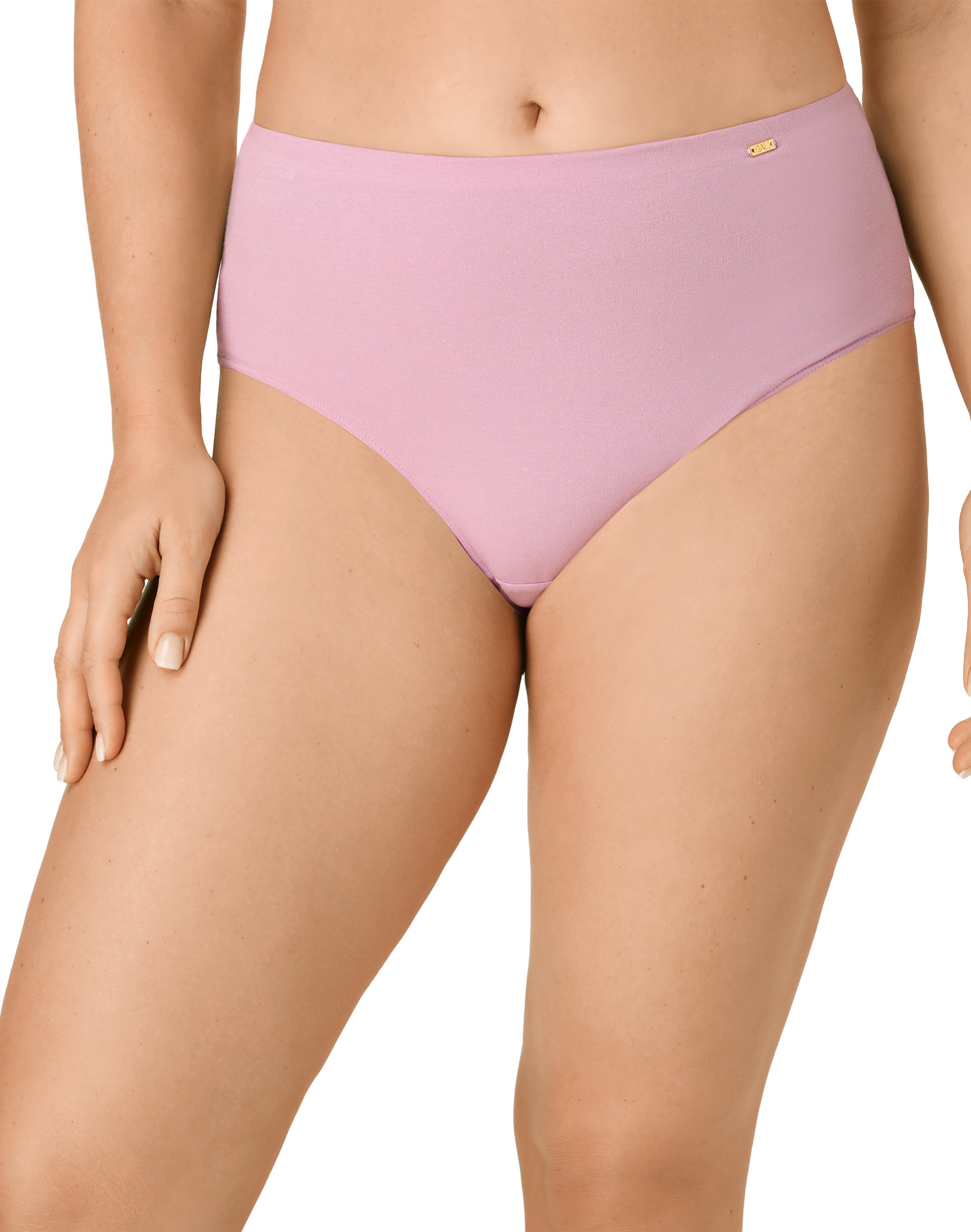 Bali Lux Underwear Brief, Light Tummy Support, Cotton-Stretch Essentials, Moisture Wicking Sugarplum Purple 9 Women's