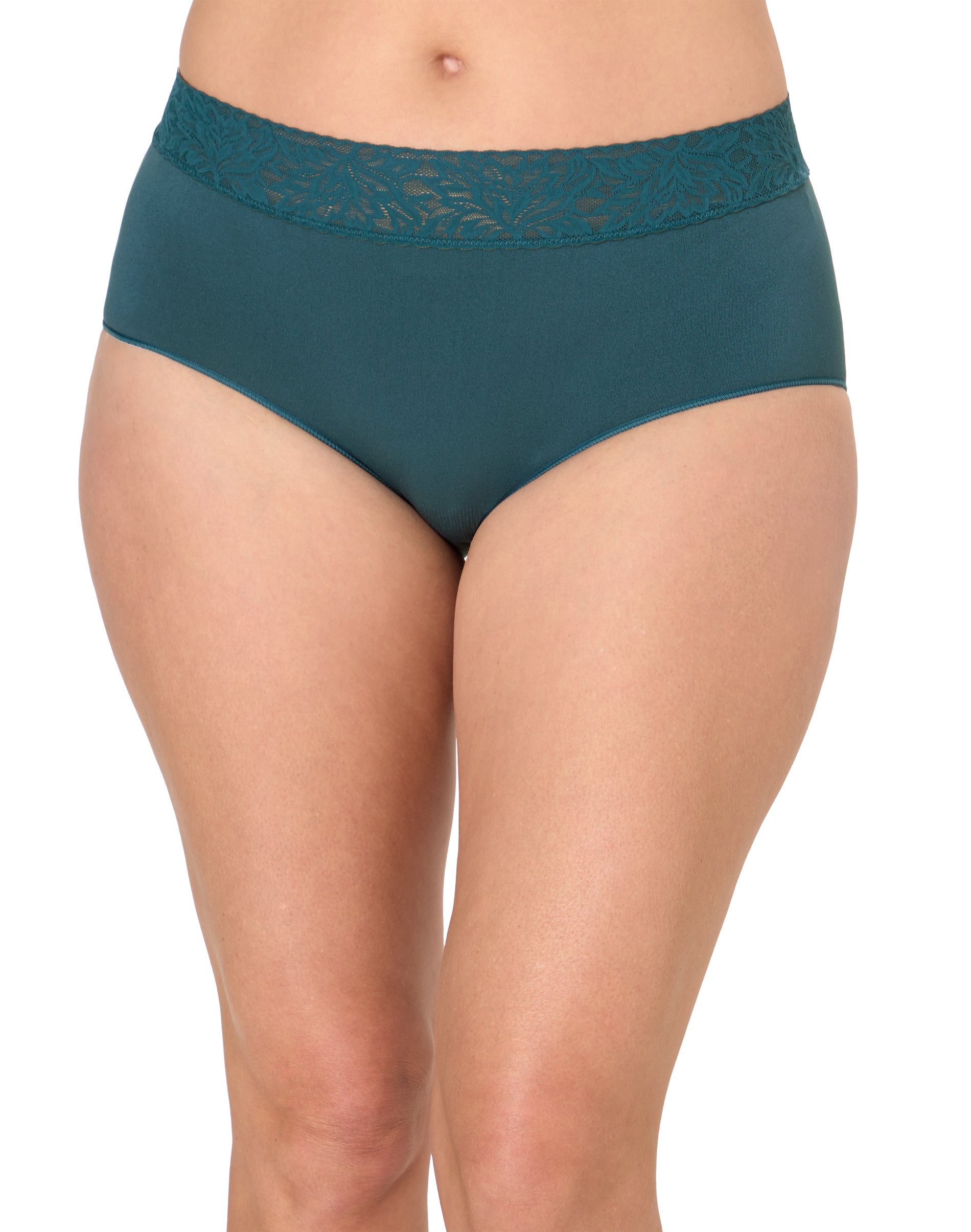 Bali Modern Seamless Lace Trim Brief Underwear Sophisticated Teal 6 Women's
