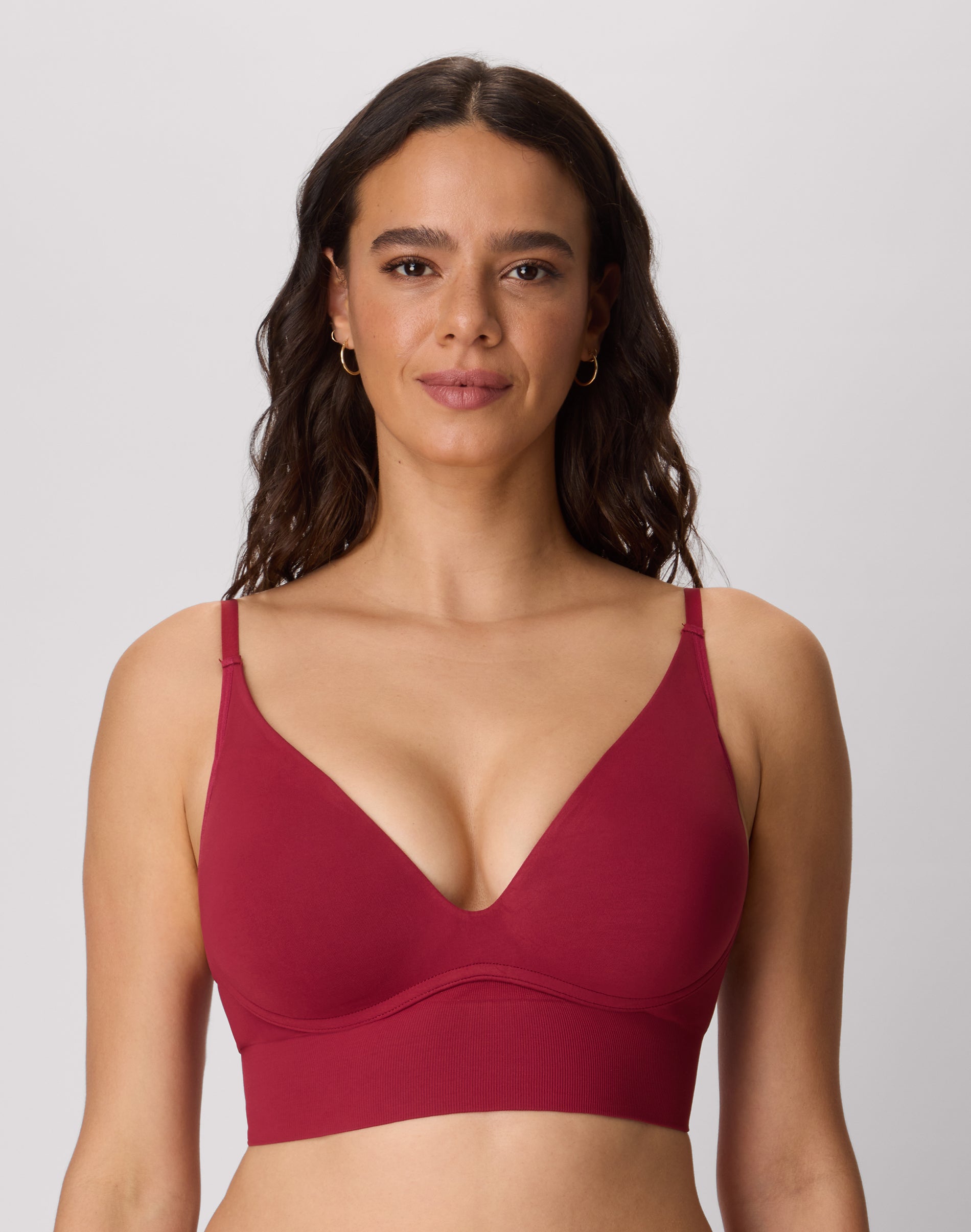 Maidenform M Plunge Push-Up Bra, Seamless Convertible Longline Bralette (Plus Size Available) Spice Market Red L Women's