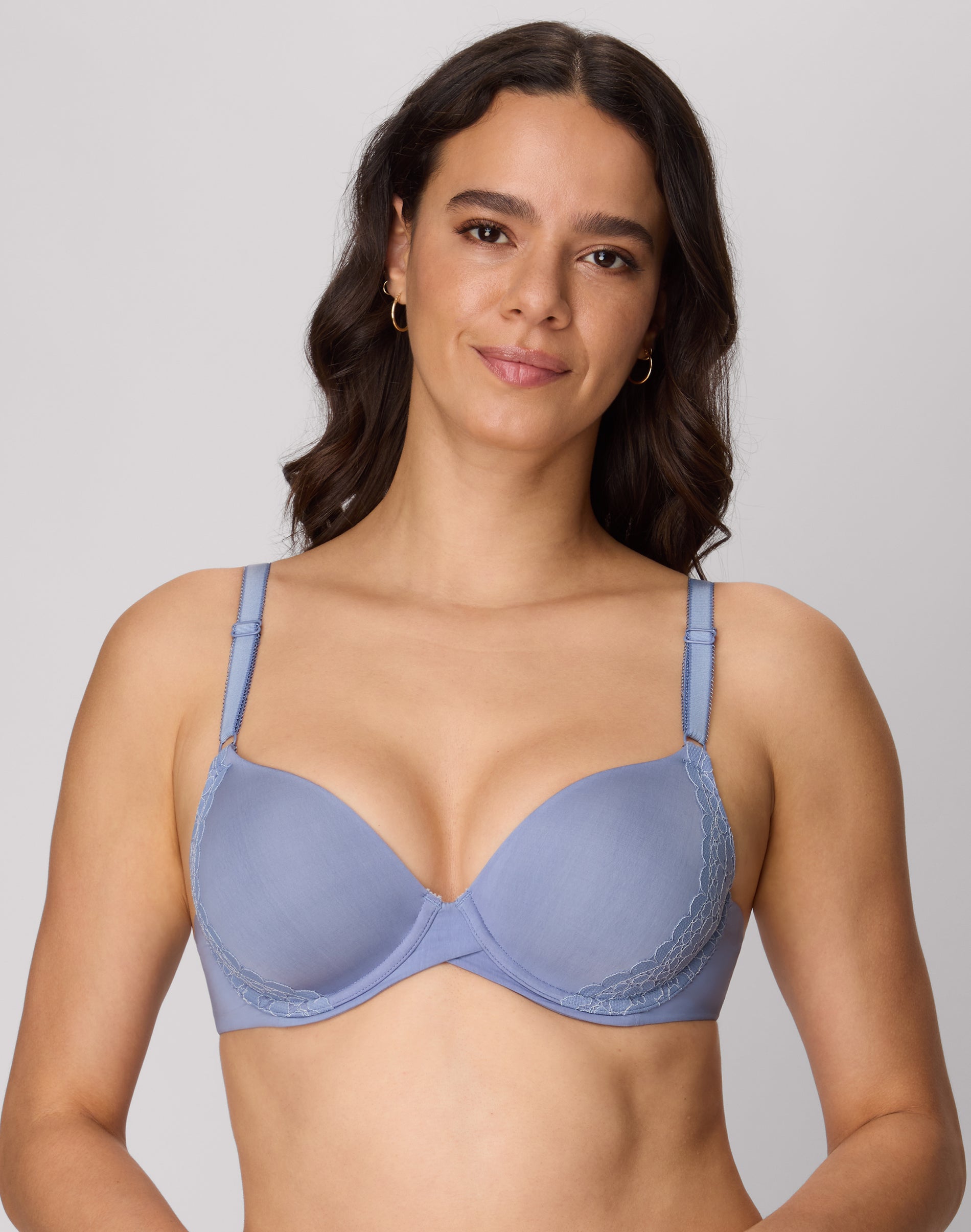Maidenform One Fab Fit Everyday Modern Demi Underwire Bra (Plus Sizes Available) Jeans Blue/Salty Pepper Grey 36C Women's