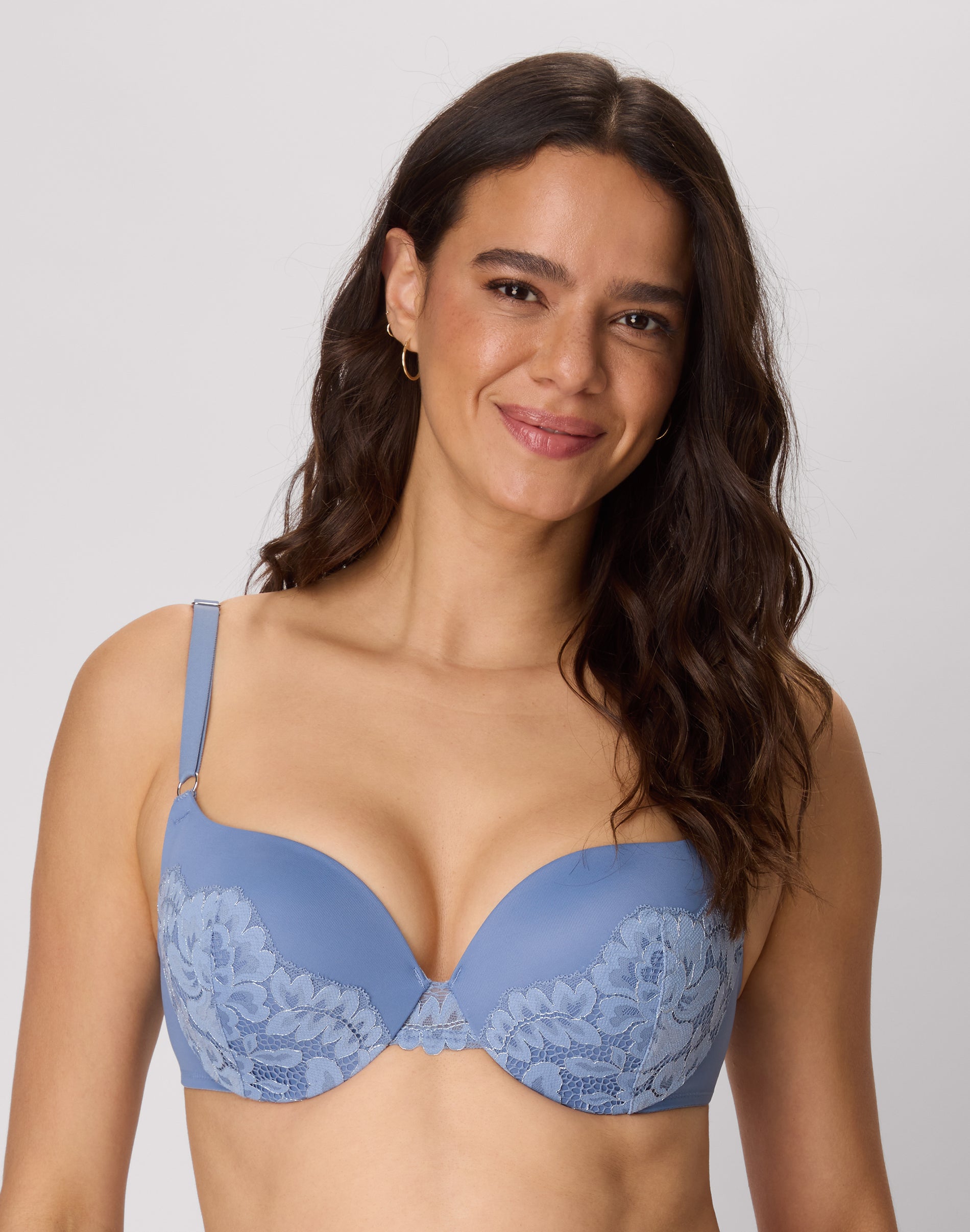 Maidenform Push Up & In Underwire Push-Up Bra Jeans Blue/Silver 34B Women's