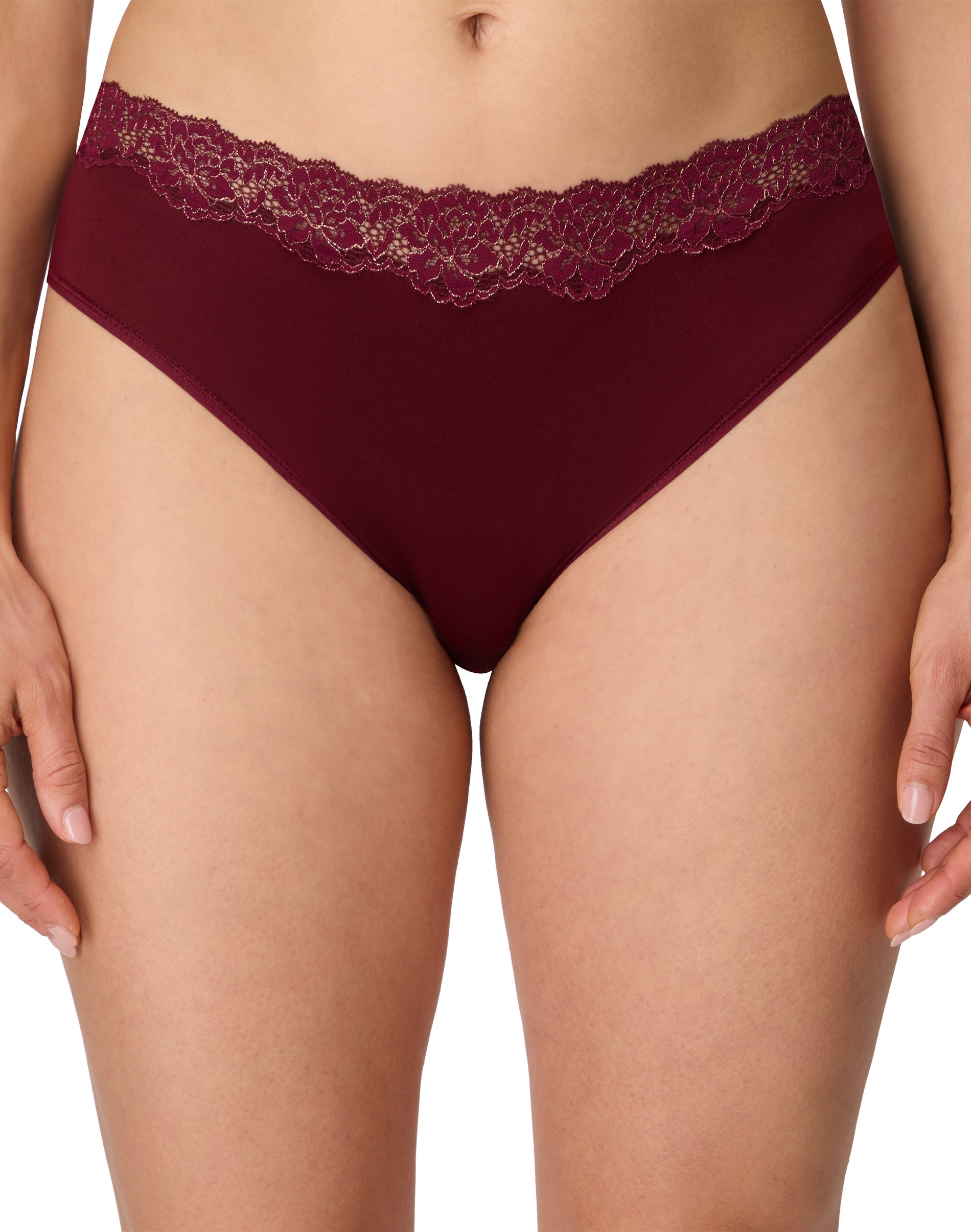 Maidenform Women's Cheeky Lace Underwear, Bikini Mulled Berry/Rose Gold 2XL