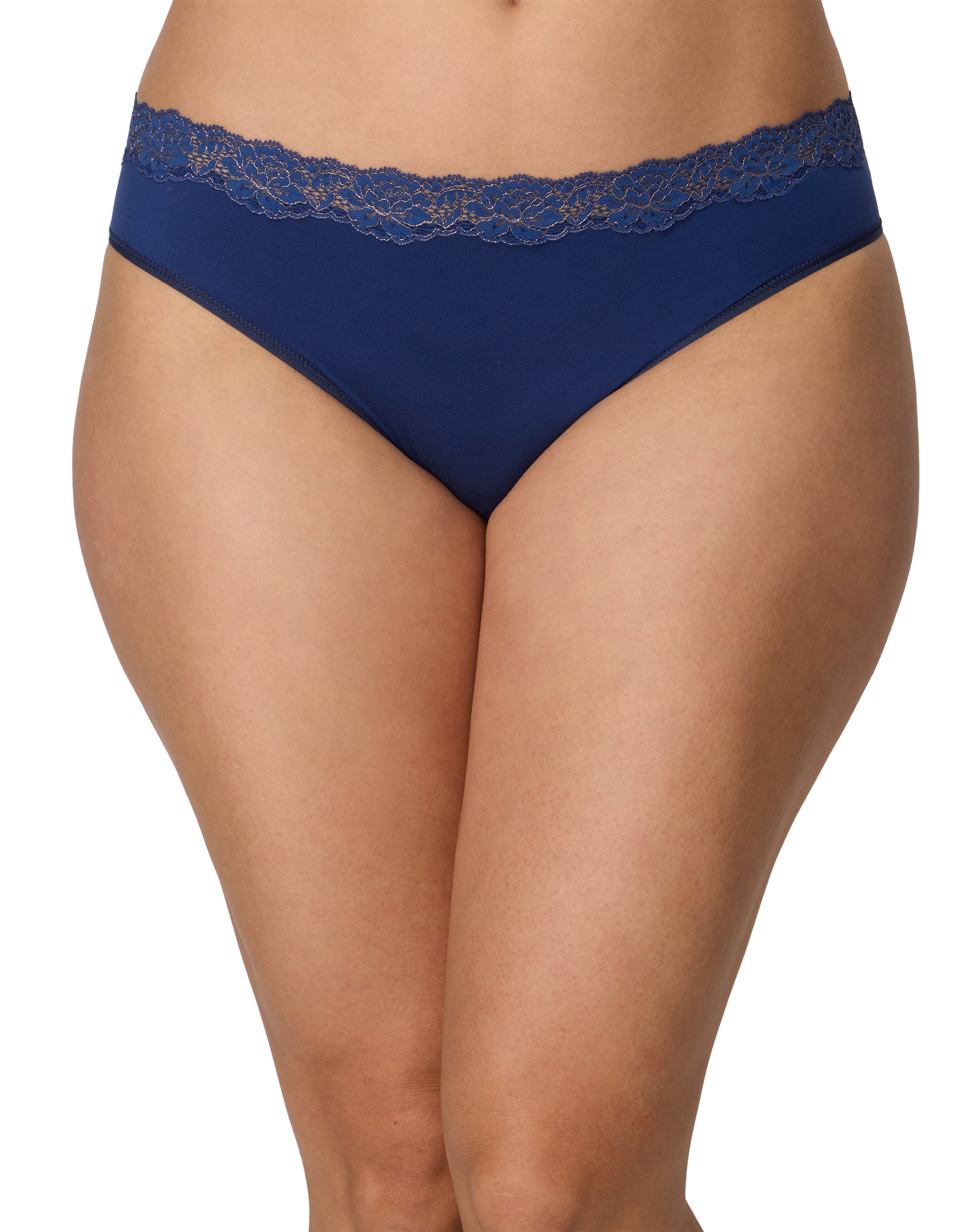 Maidenform Women's Cheeky Lace Underwear, Bikini Navy/Rose Gold M