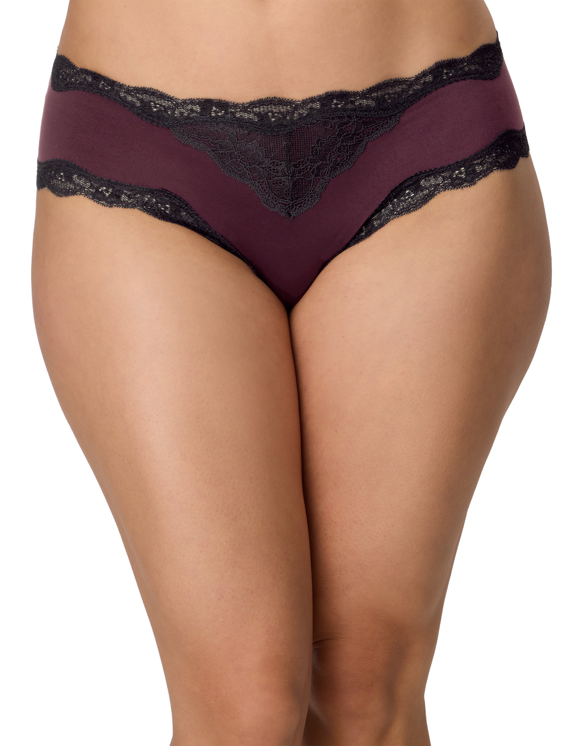 Maidenform Cheeky Hipster Underwear, Lace & Soft Microfiber Nightfire Red With Black XL Women's