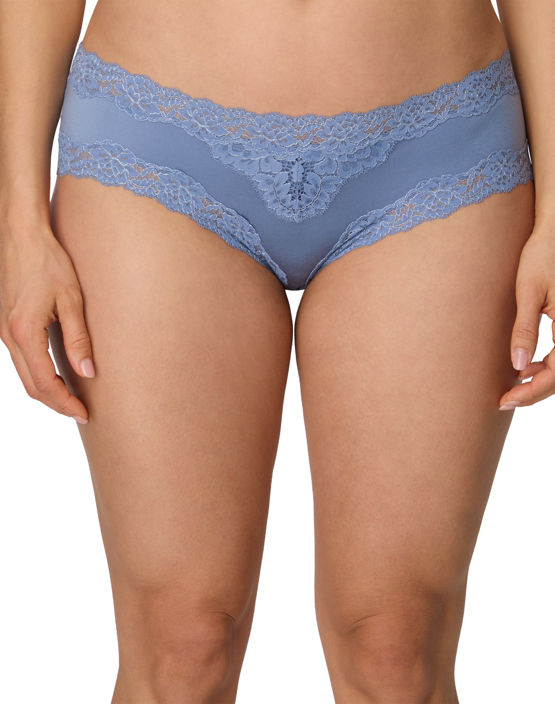Maidenform Cheeky Hipster Underwear, Lace & Soft Microfiber Jeans Blue/Silver M Women's
