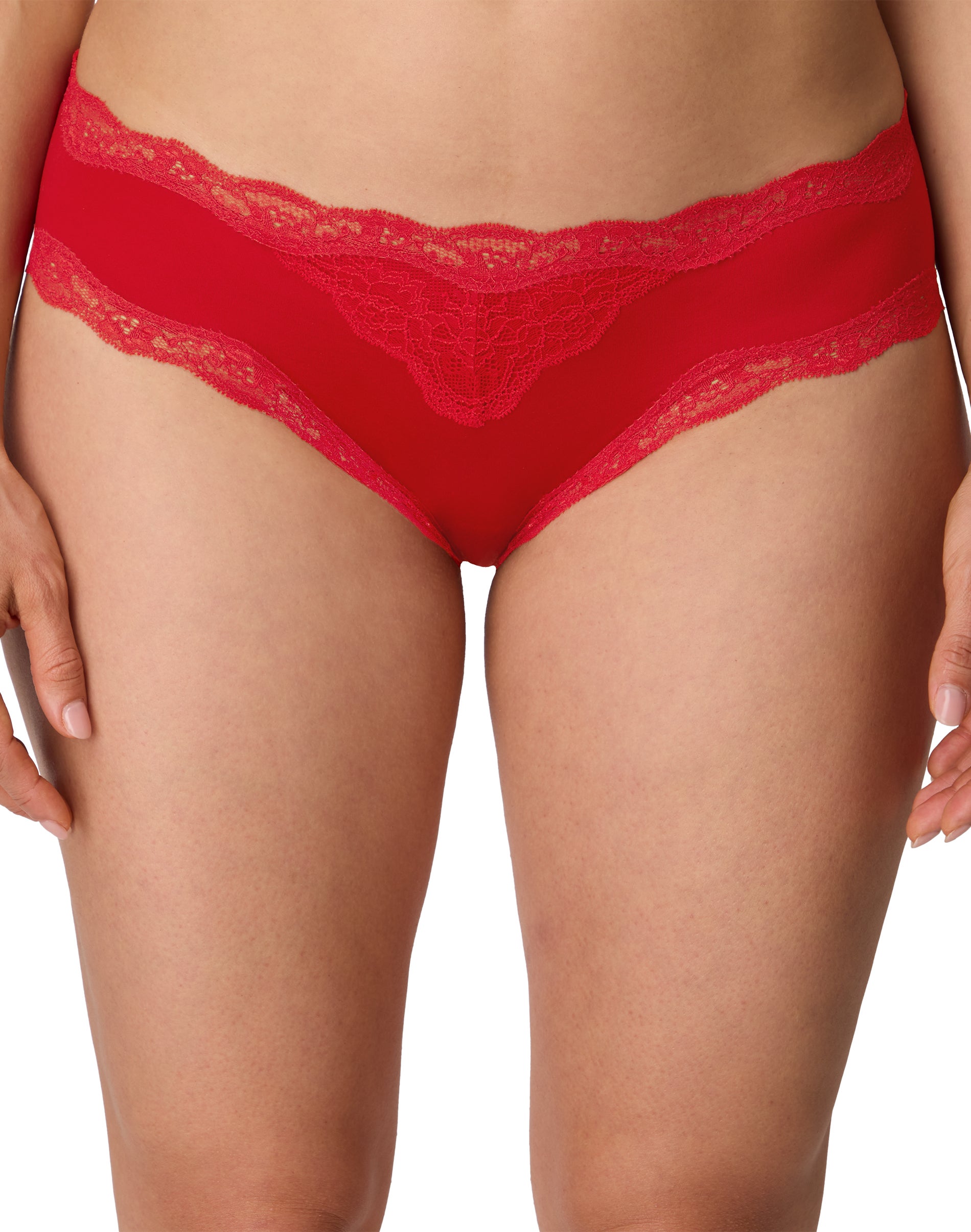 Maidenform Cheeky Hipster Underwear, Lace & Soft Microfiber Impluse Red L Women's