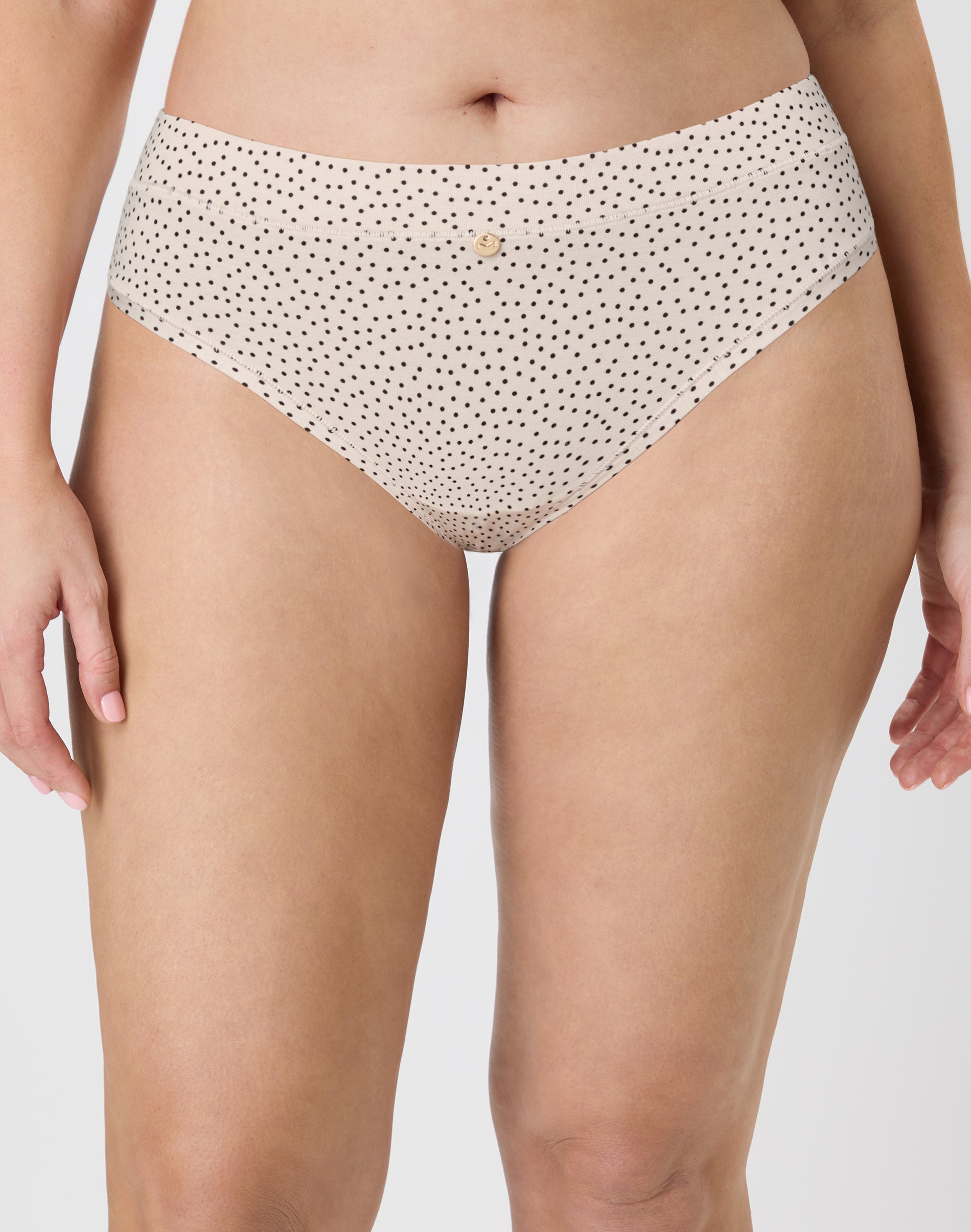 Maidenform Mid-Rise Stretch Bikini Bisque Fancy Dot Print M Womens Maidenform Mid-Rise Stretch Bikini Bisque Fancy Dot Print M Womens