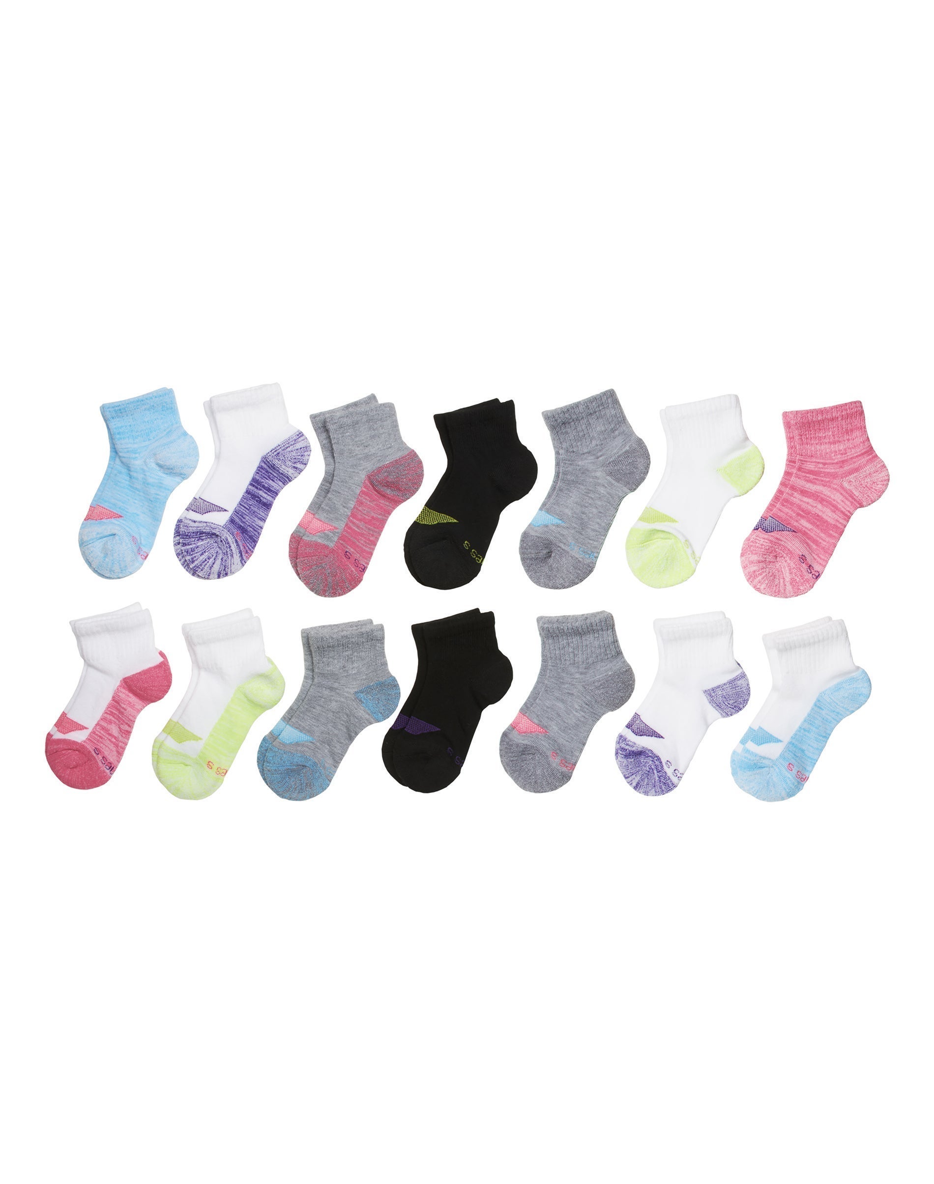 Hanes Ultimate Girls' Ankle Socks, Moisture Wicking, 14-Pairs Assorted L