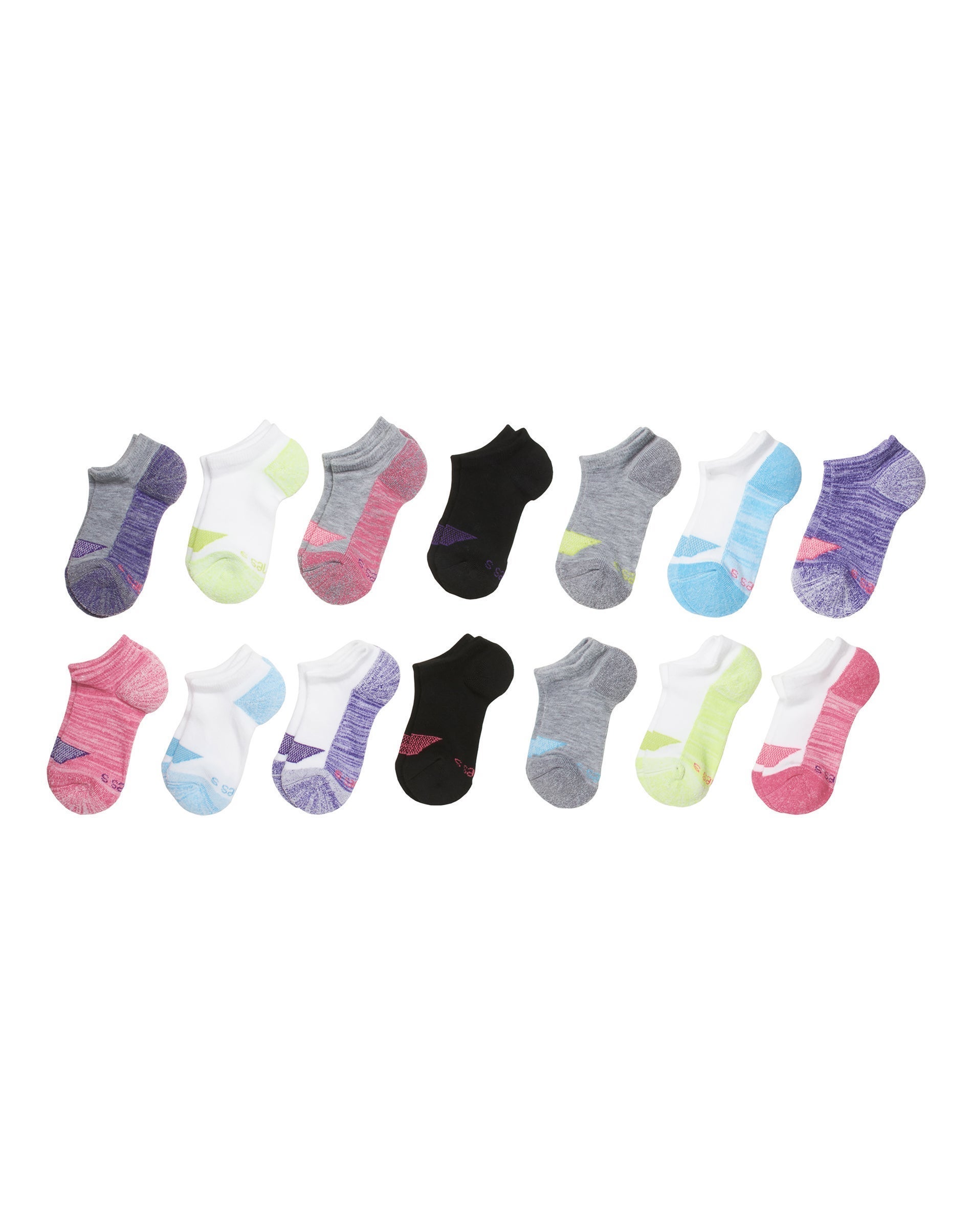 Hanes Ultimate Girls' No Show Socks, Moisture Wicking, 14-Pairs Assorted