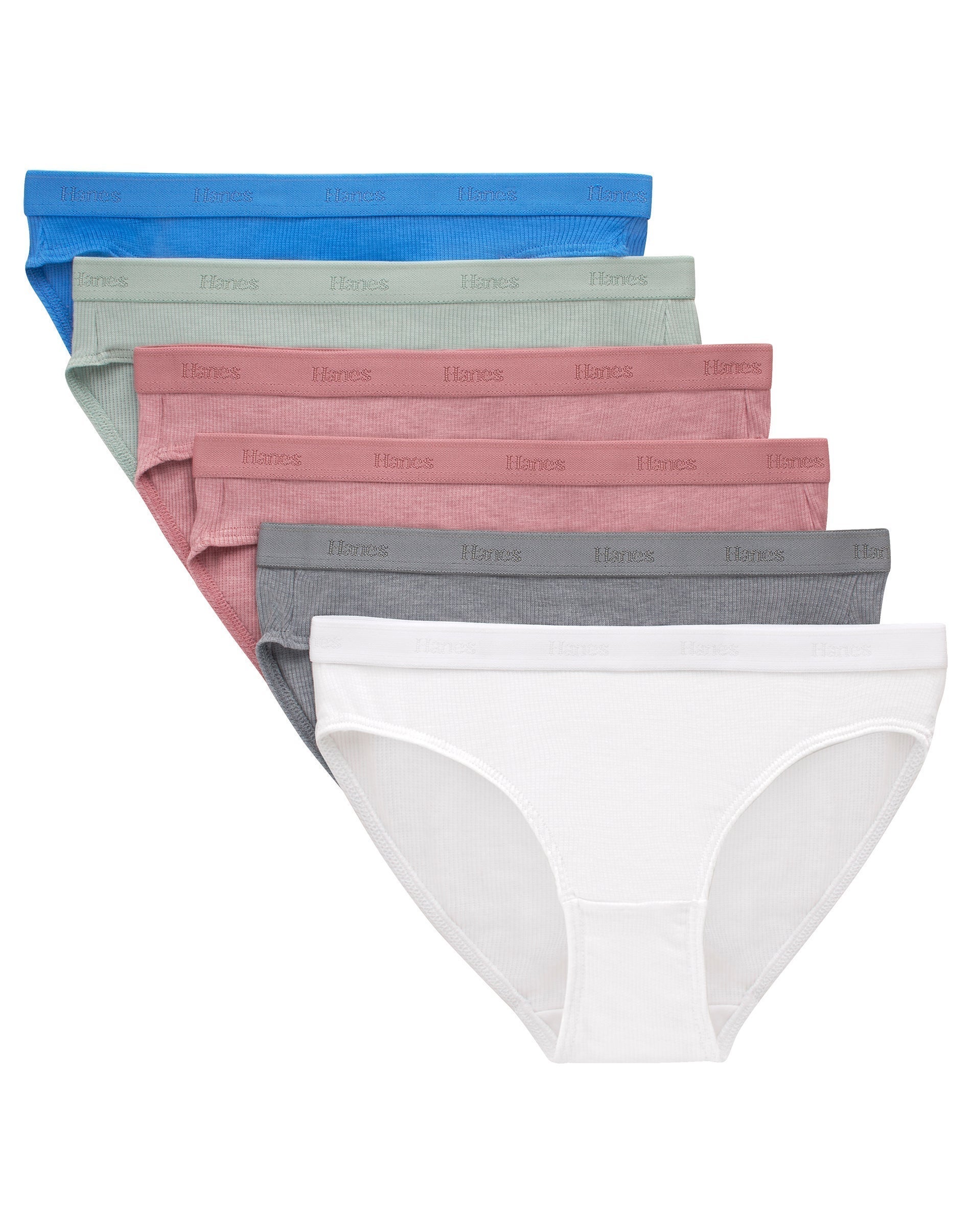 Hanes Originals Ultimate SuperSoft Girls' Bikini Underwear, 6-Pack Assorted 8