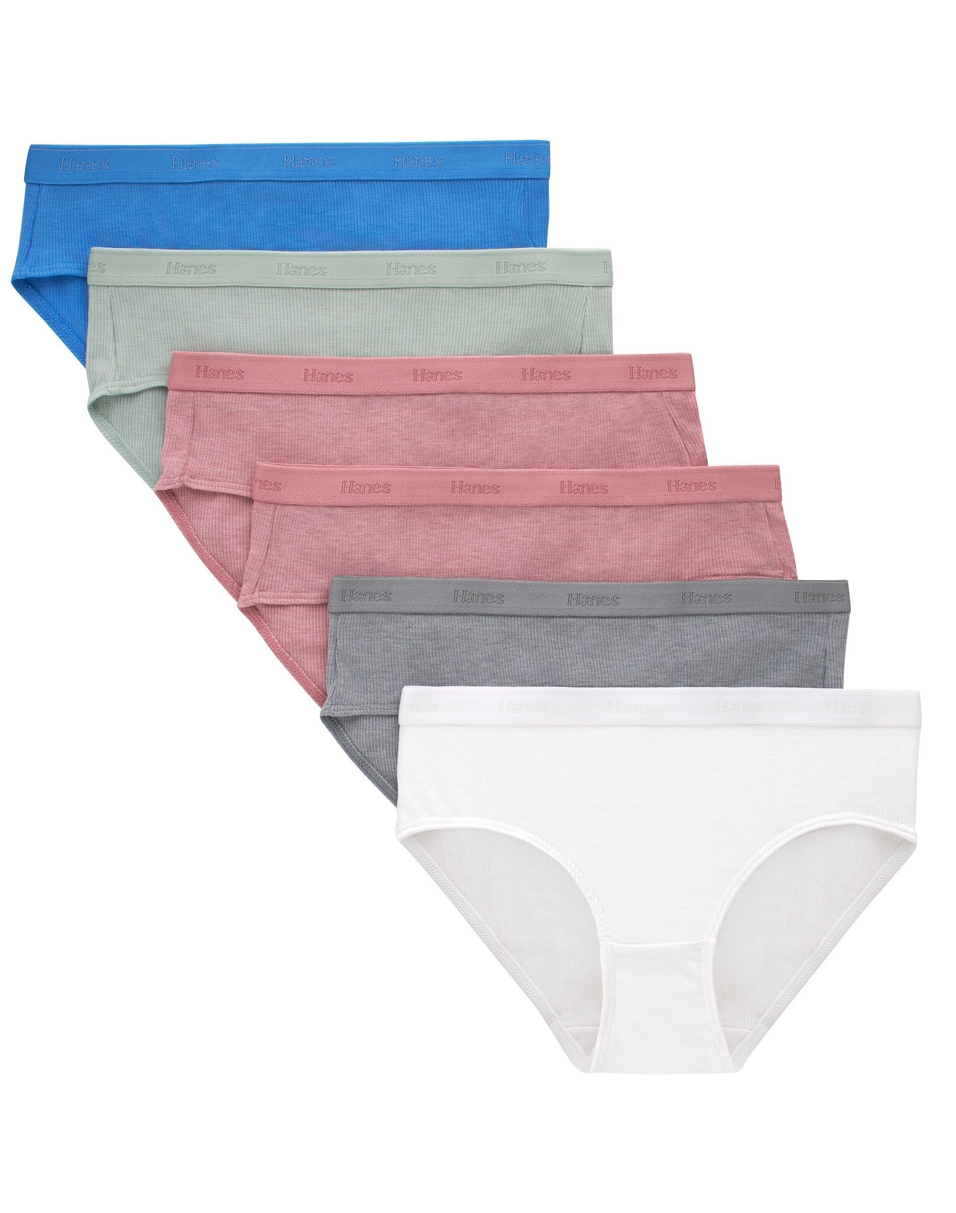 Hanes Originals Ultimate SuperSoft Girls' Underwear Hipsters, 6-Pack, Moisture-Wicking Assorted 16