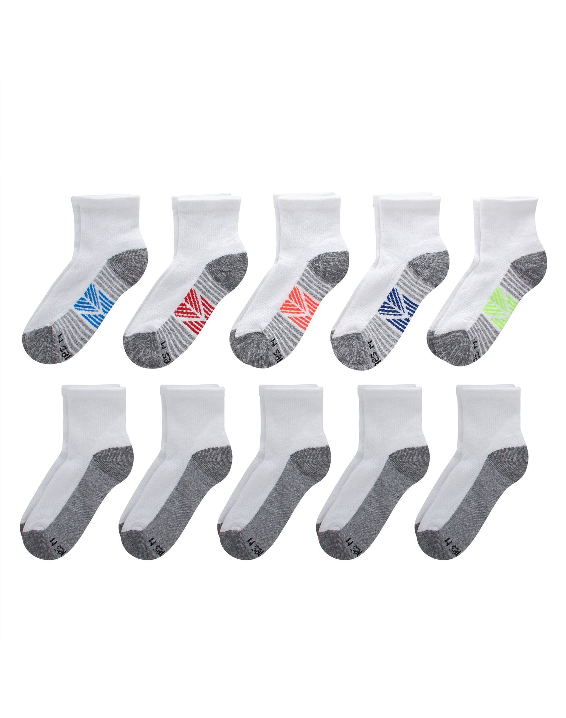 Hanes Ultimate Double Tough Boys' Ankle Socks, 10-Pairs White L