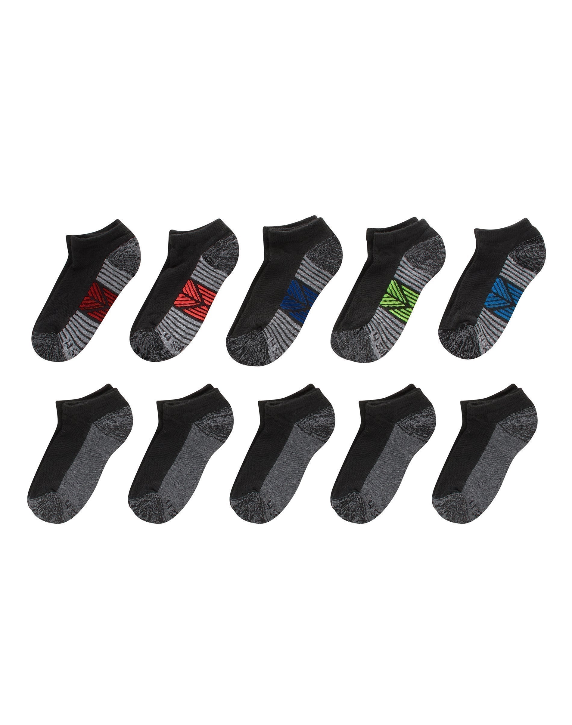 One Hanes Place Ultimate Double Tough Boys' No Show Socks, 10-Pairs Black S