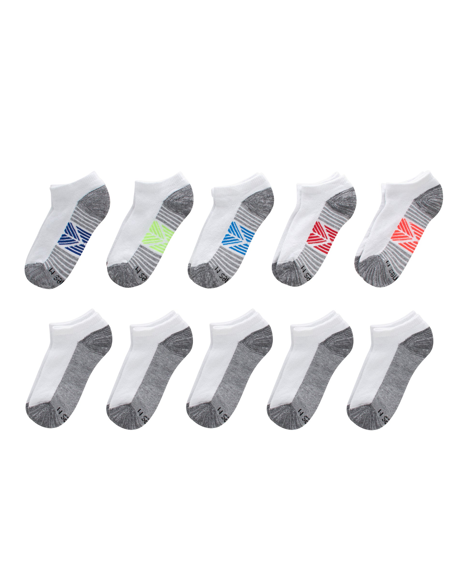 One Hanes Place Ultimate Double Tough Boys' No Show Socks, 10-Pairs White L