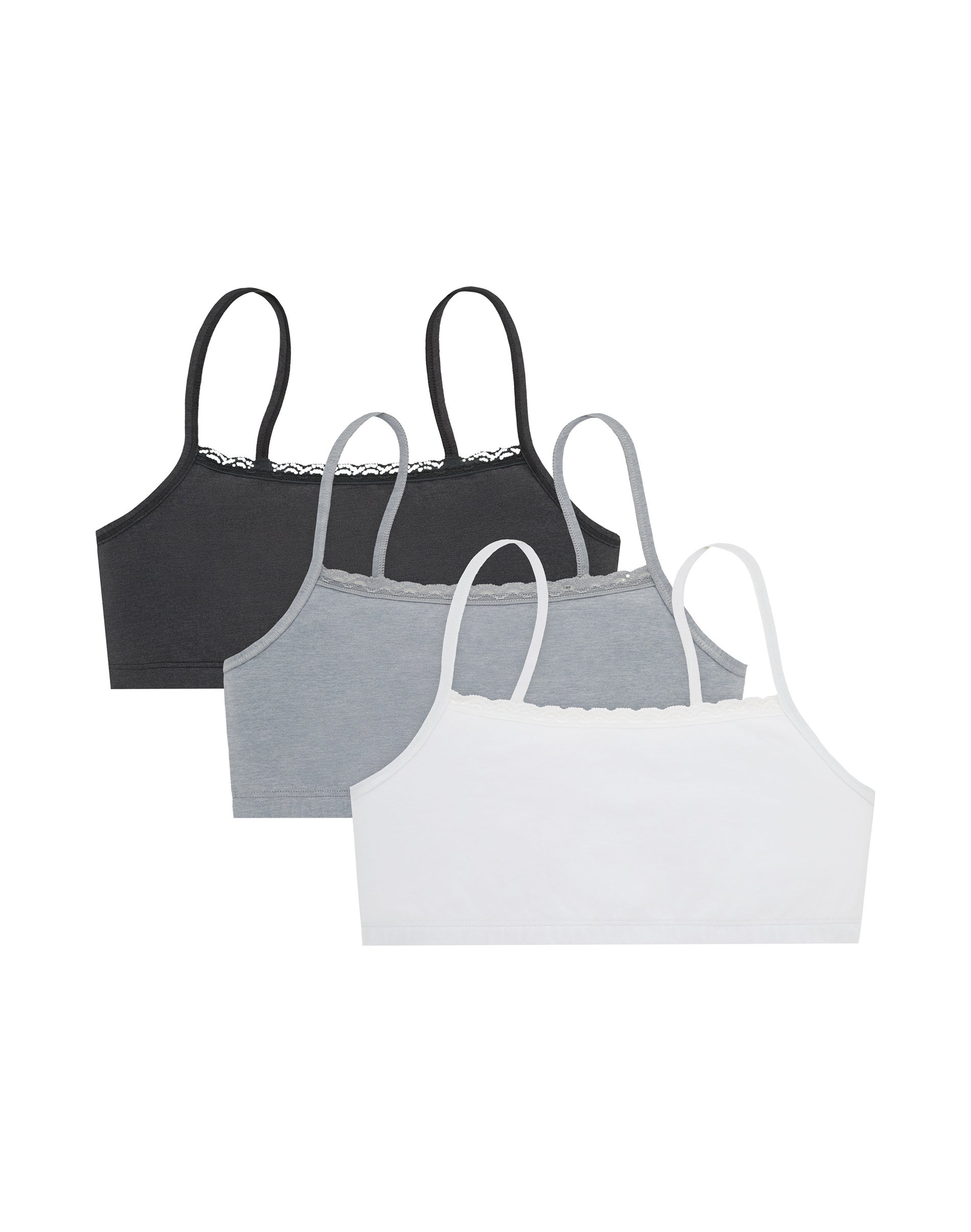 Hanes Women's String Crop Bralette, 3-Pack Moonlight Heather/Concrete Heather/White S