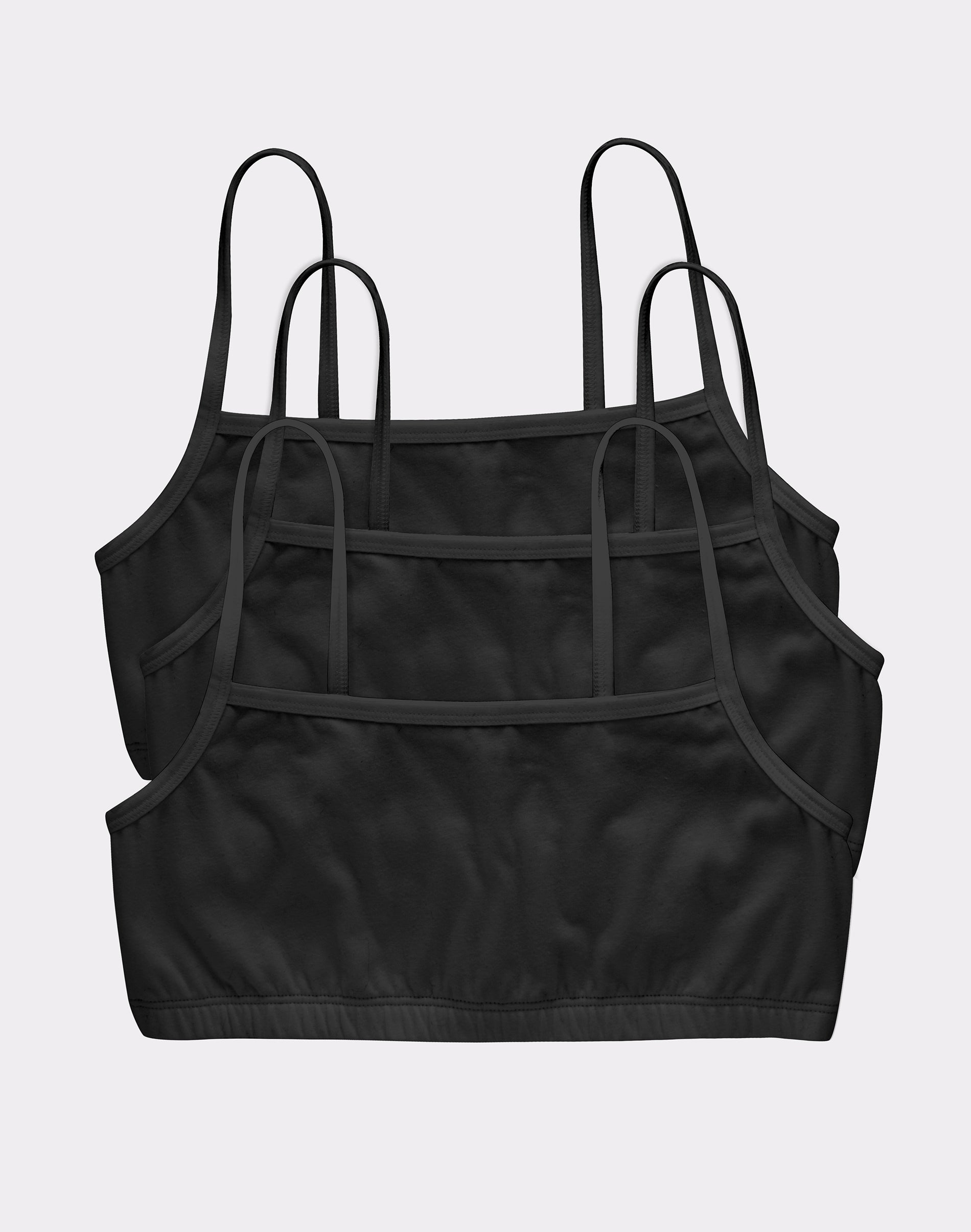 Hanes Women's String Crop Bralette, 3-Pack Black/Black/Black XL
