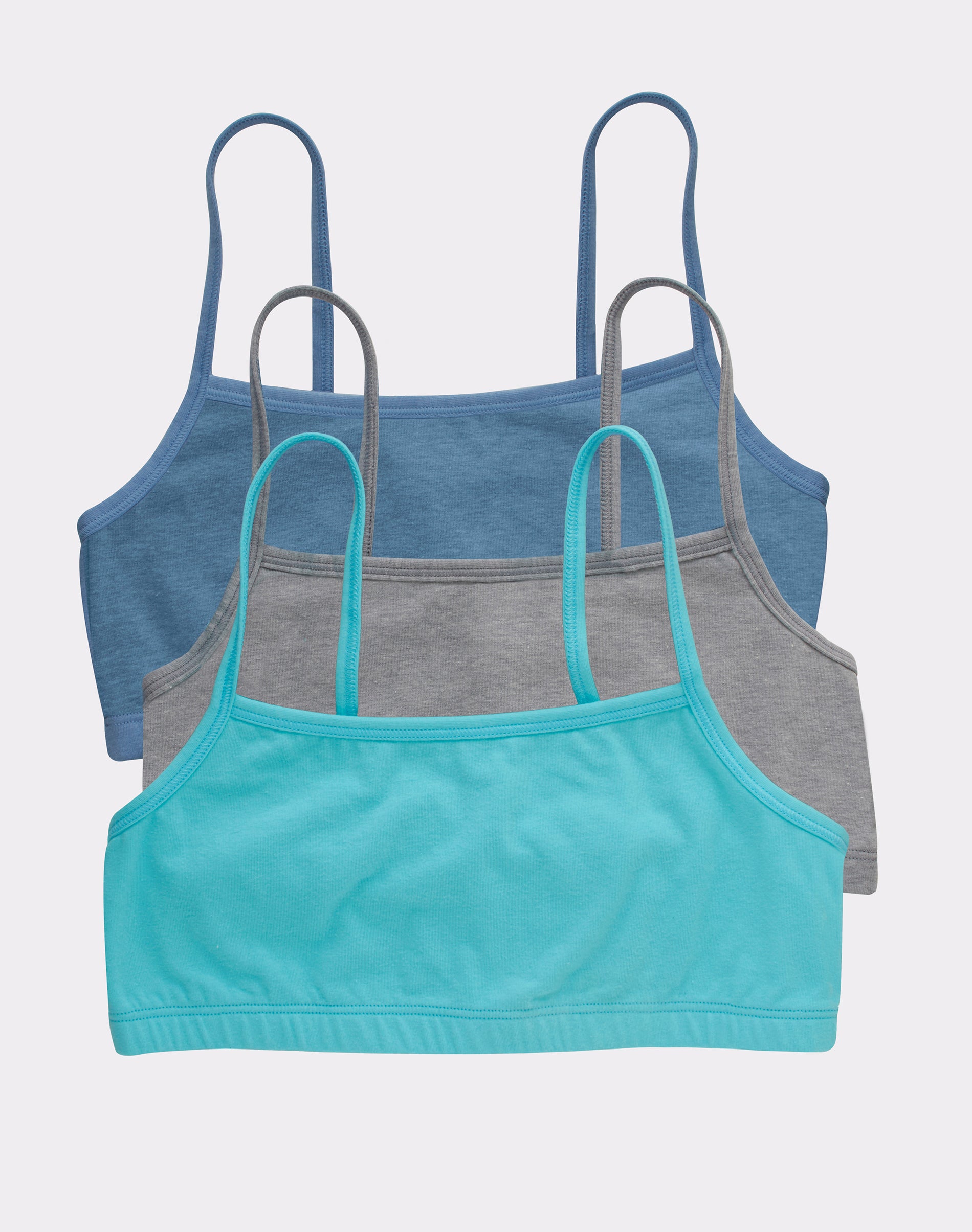 Hanes Women's String Crop Bralette, 3-Pack Denim Jacket Blue Heather/Concrete Heather/Ultra XS