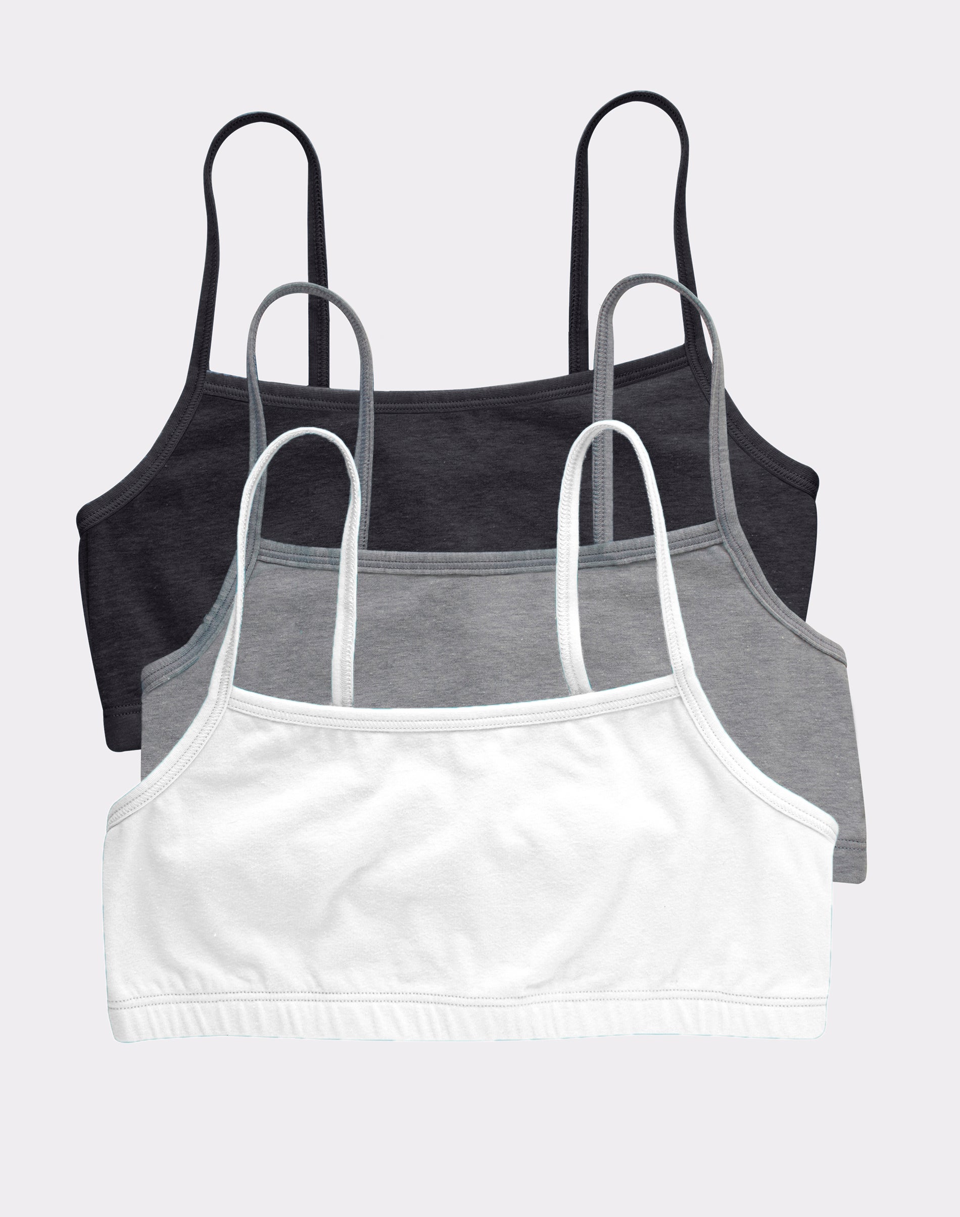 Hanes Women's String Crop Bralette, 3-Pack Moon Sky Heather/Concrete Heather/White XL