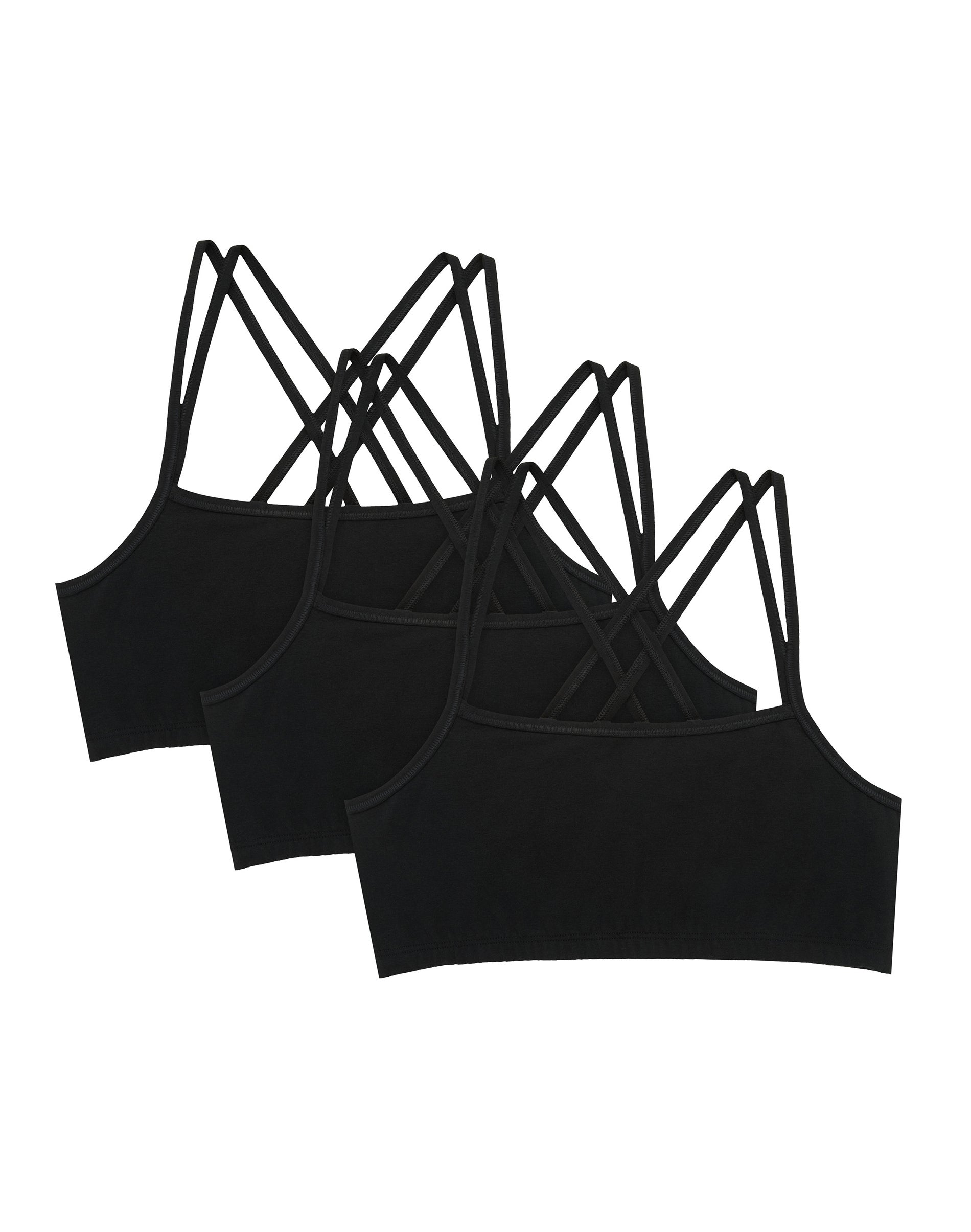 Hanes Women's Wireless Bralettes Pack, 3-Pack, Breathable, Cotton-Blend Black/Black/Black XL