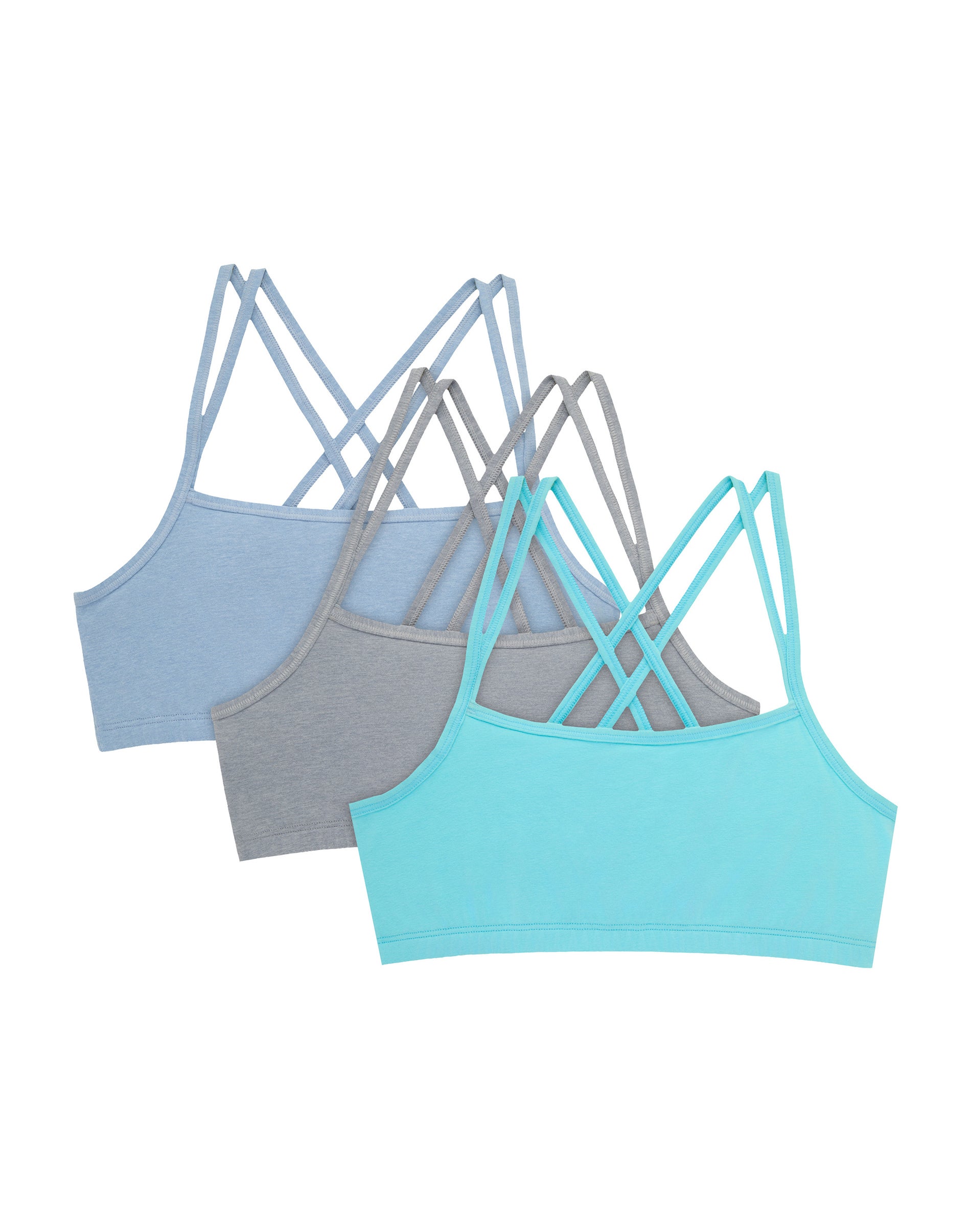 Hanes Women's Wireless Bralettes Pack, 3-Pack, Breathable, Cotton-Blend Denim Jacket/Concrete Heather/Ultra Blue S