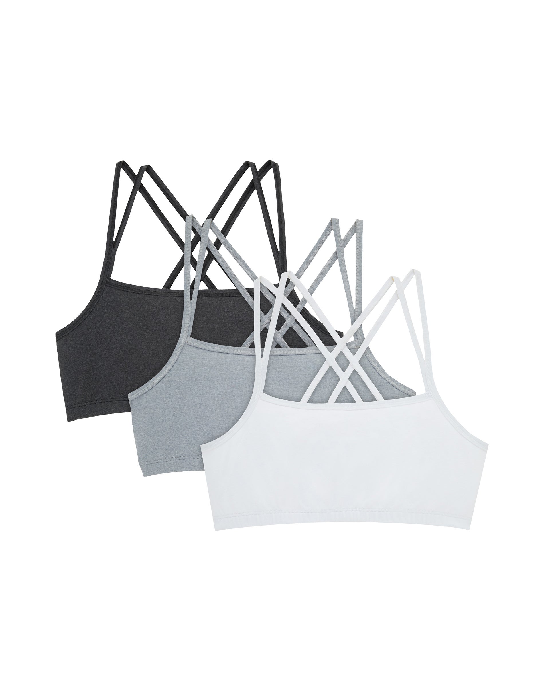 Hanes Women's Wireless Bralettes Pack, 3-Pack, Breathable, Cotton-Blend Moonlight Heather/Concrete Heather/White L