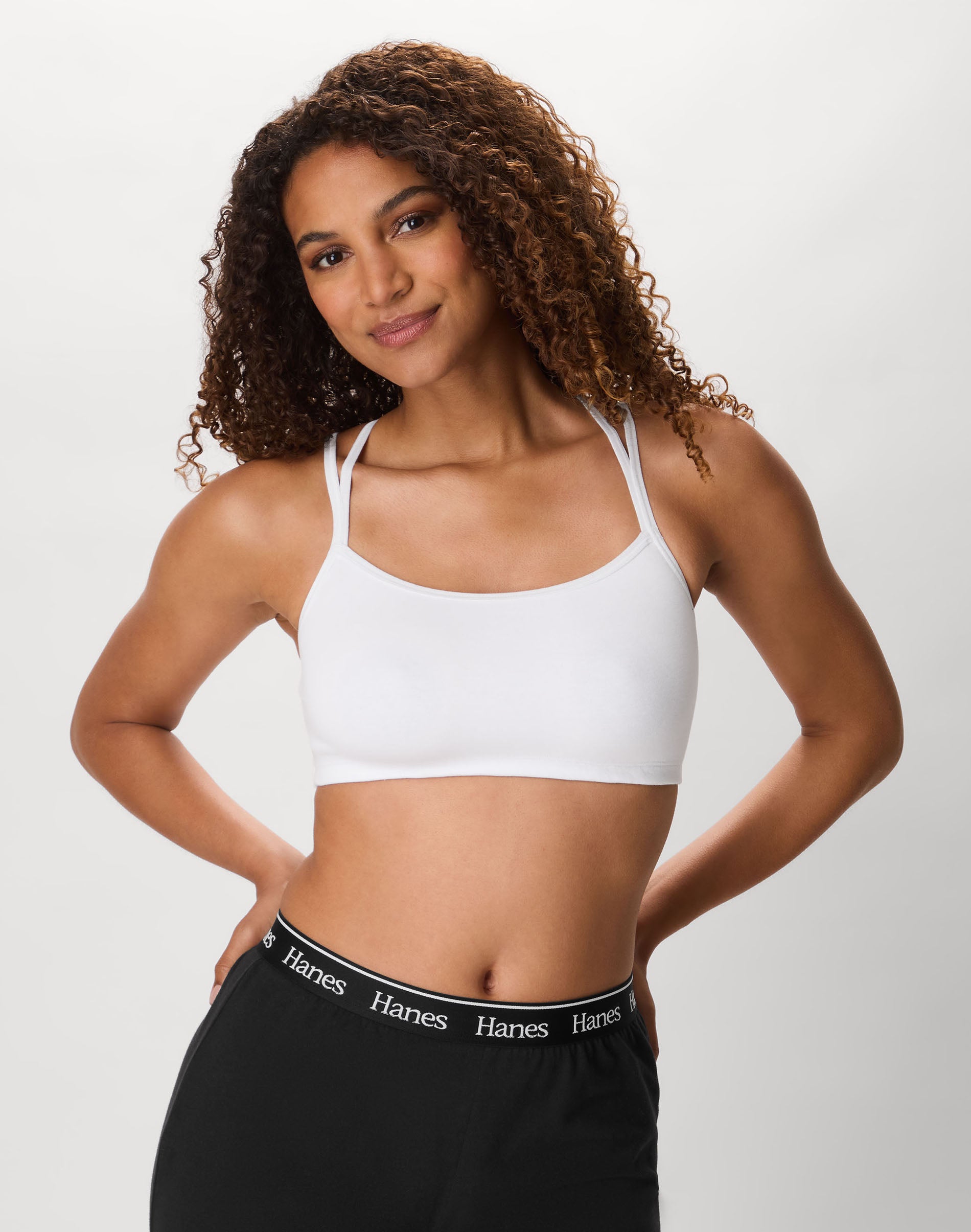 Hanes Women's Wireless Bralettes Pack, 3-Pack, Breathable, Cotton-Blend White/White/White 2XL