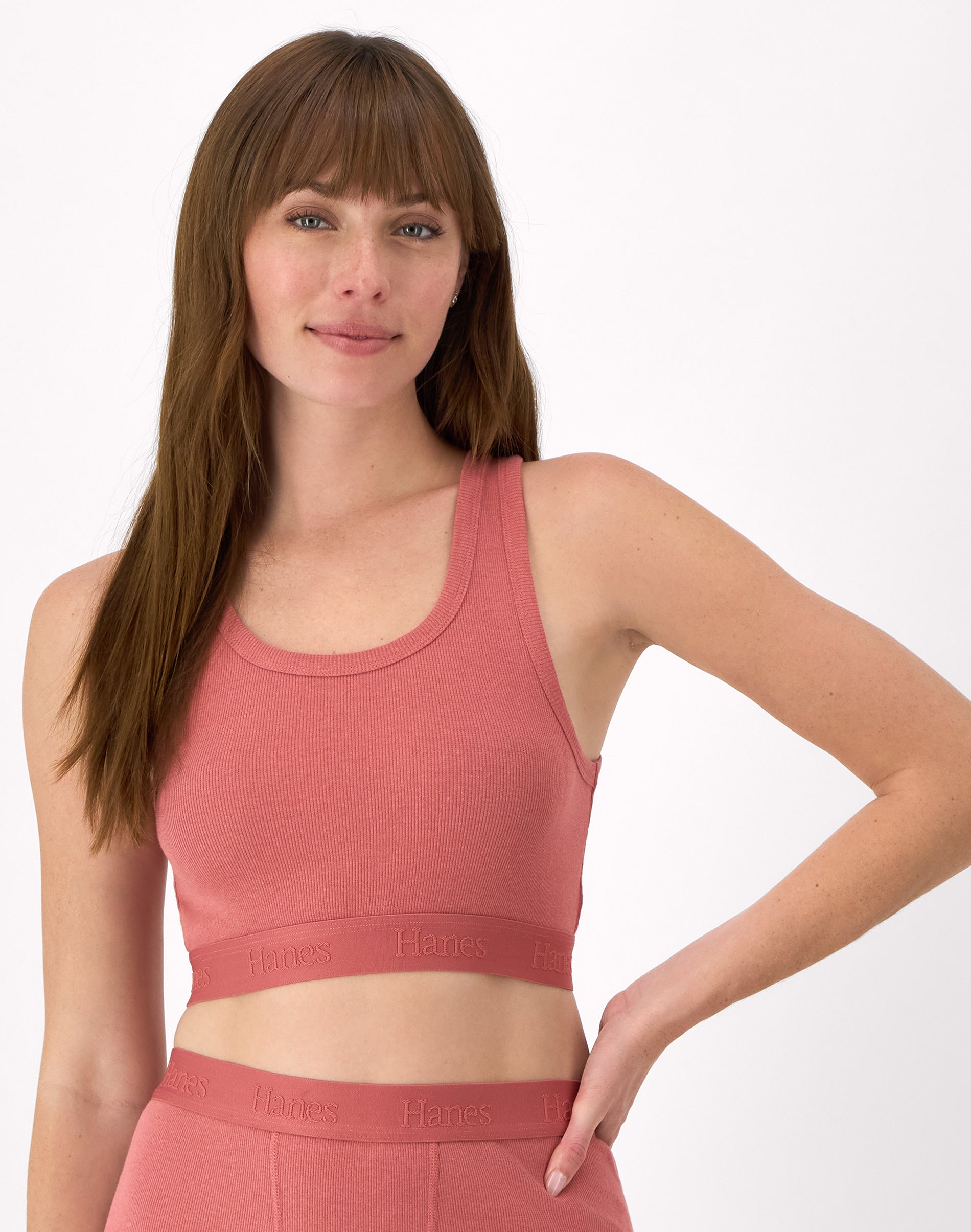 Hanes Originals Women's SuperSoft Comfywear Rib Banded Crop Top Natural Cedar M