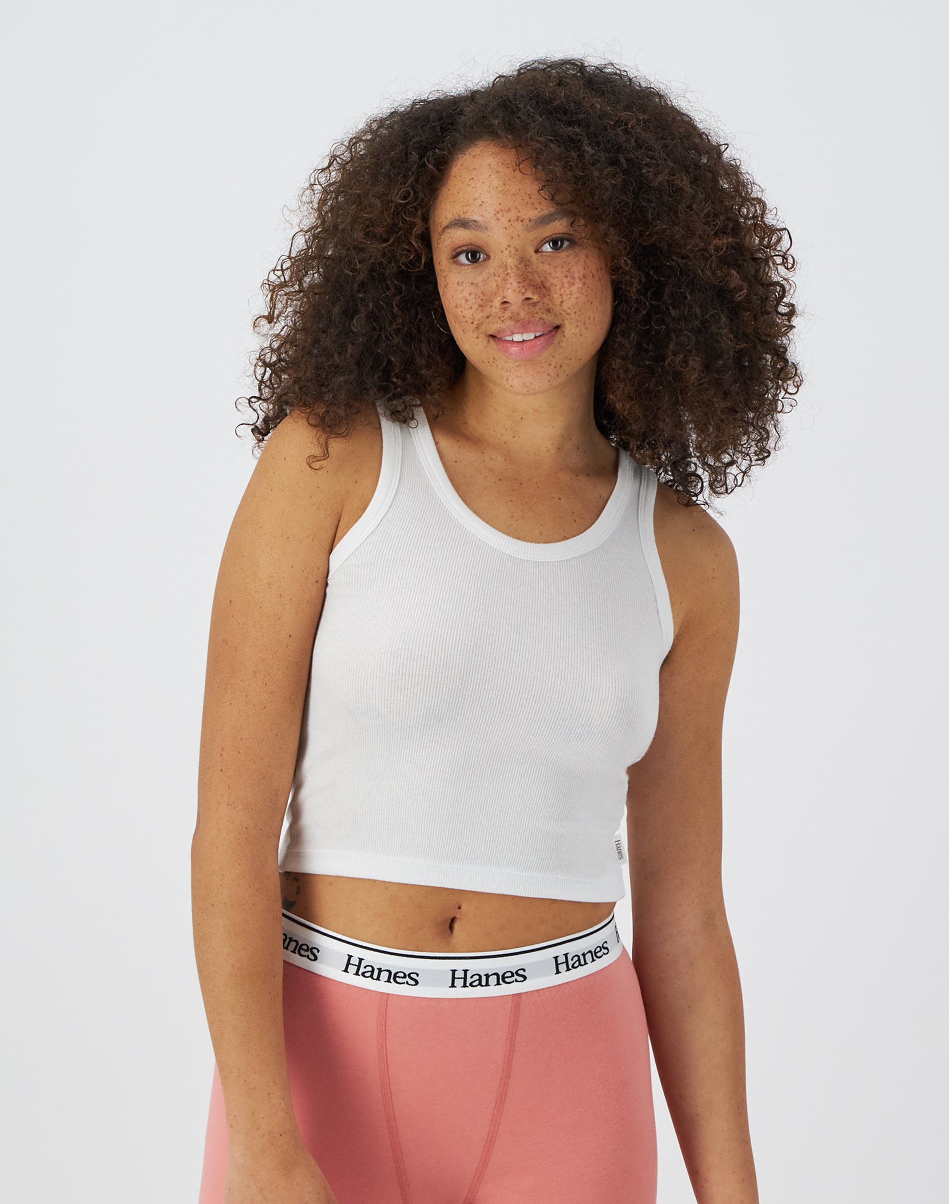 Hanes Originals Comfywear Women's Rib Crop Tank White 2XL