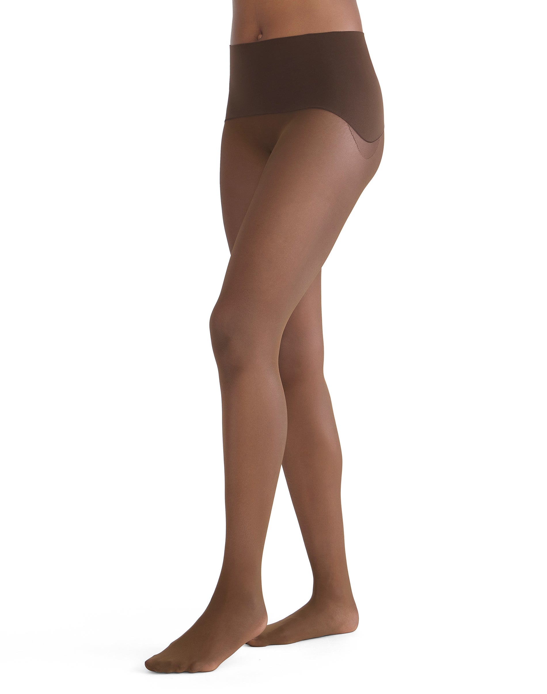 Hanes Glide Women's Seamless Sheer Tights - No-Dig Waistband Hosiery Dark Nude 2XL