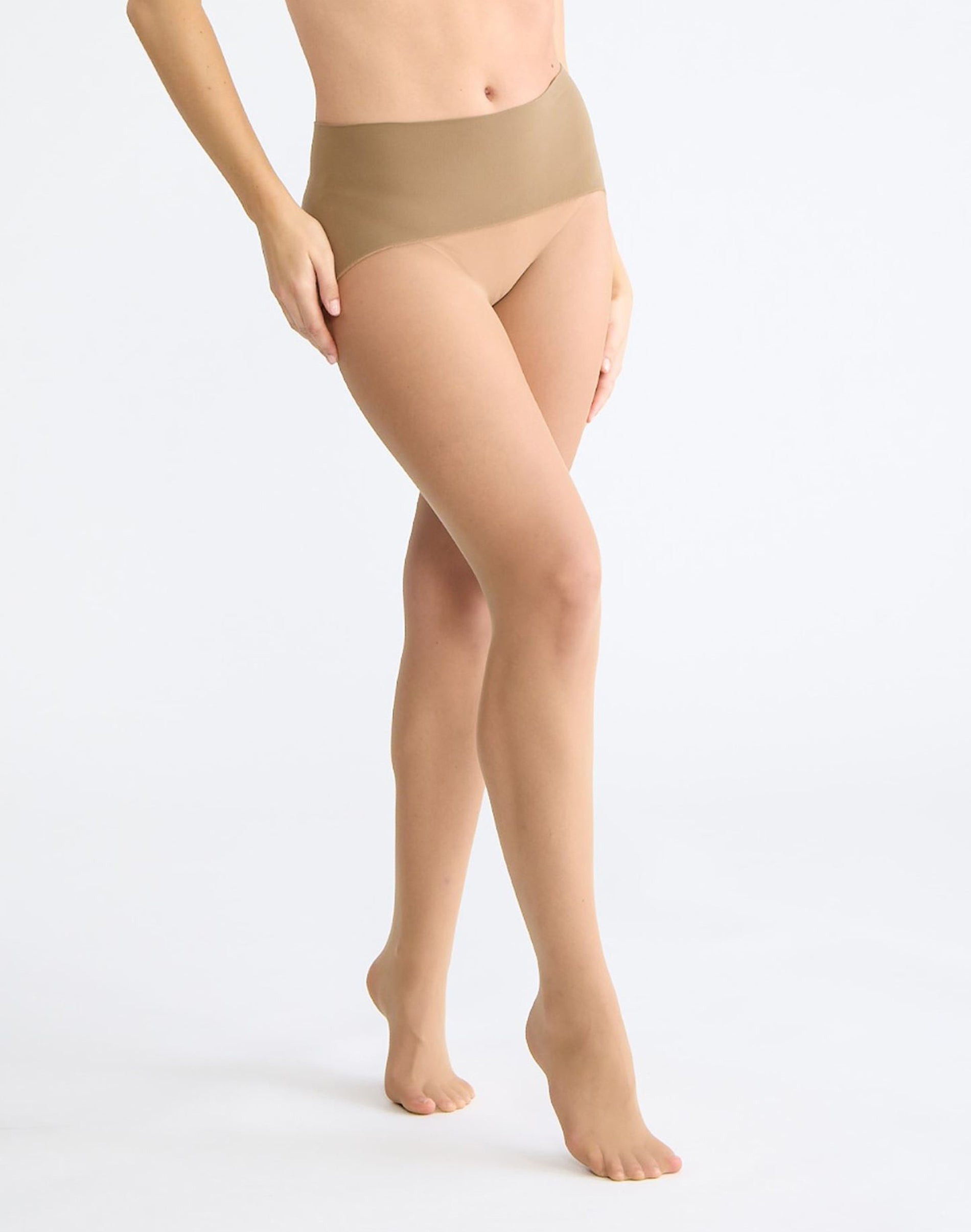 Hanes Glide Women's Seamless Sheer Tights - No-Dig Waistband Hosiery Light Nude M