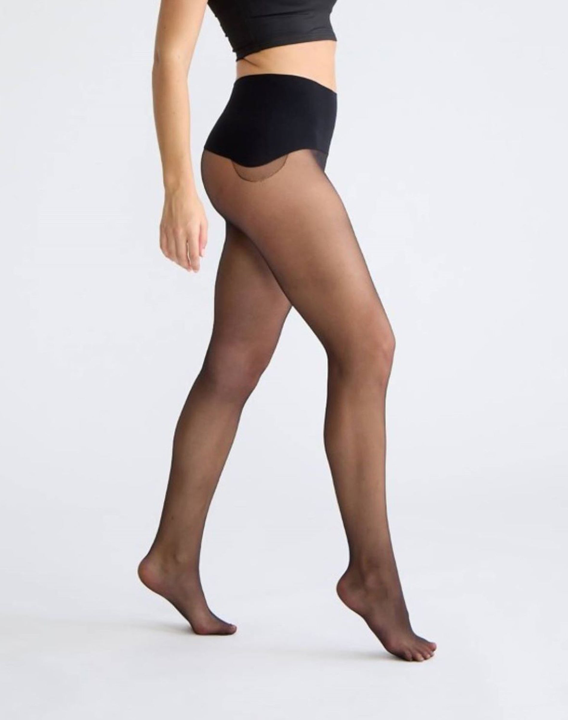 Hanes Glide Women's Seamless Sheer Tights - No-Dig Waistband Hosiery Black 2XL
