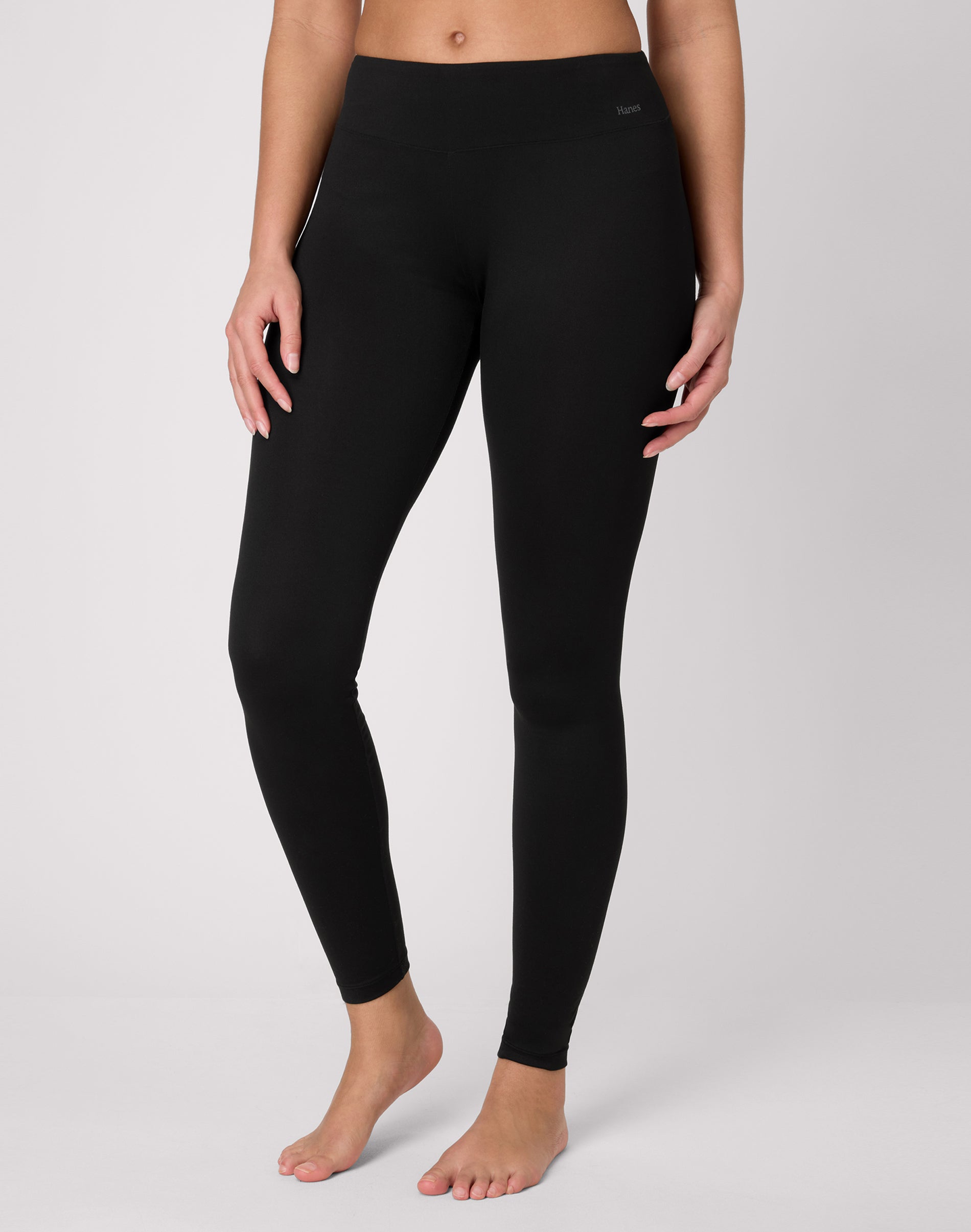 Hanes Women's Baselayer Leggings, Moisture-Wicking Black 2XL