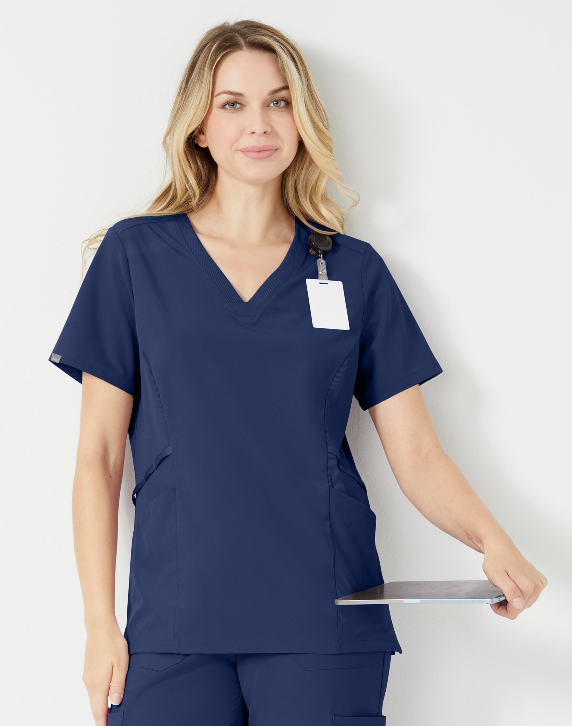 Hanes Comfort Fit Scrubs Women's Scrub Top Athletic Navy L